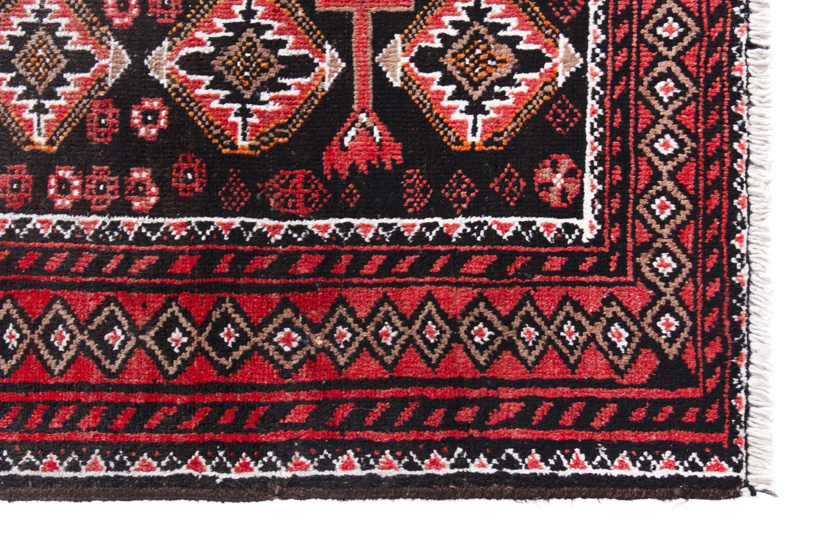 Persian Baluch accent rug in deep red and burgundy, view 5 of 18