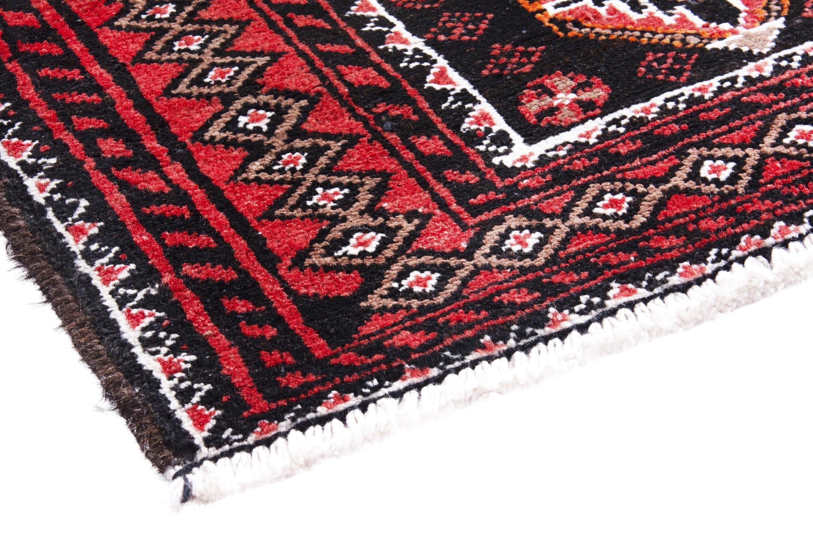 Persian Baluch accent rug in deep red and burgundy, view 4 of 18