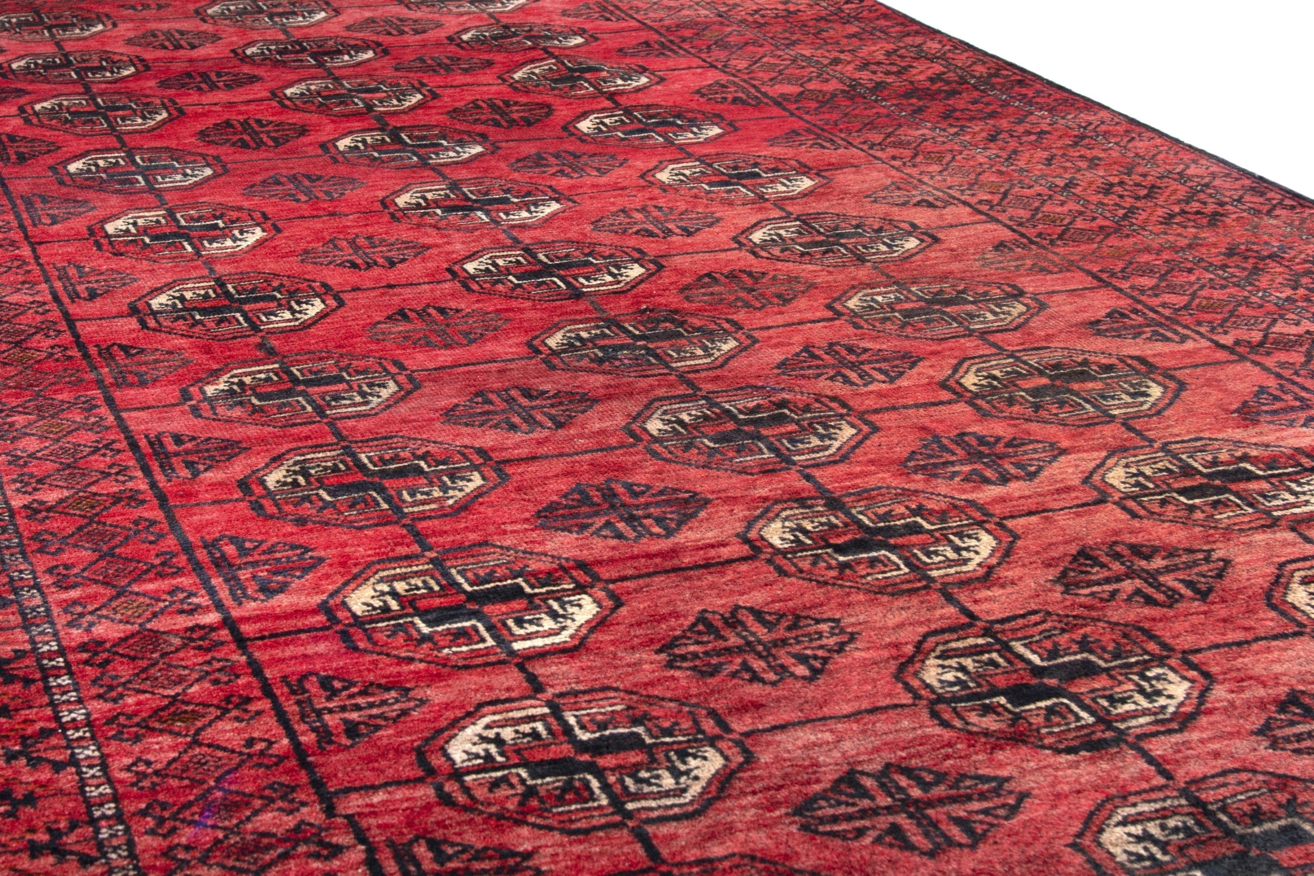 Persian Baluch accent rug in deep red and burgundy, view 10 of 17