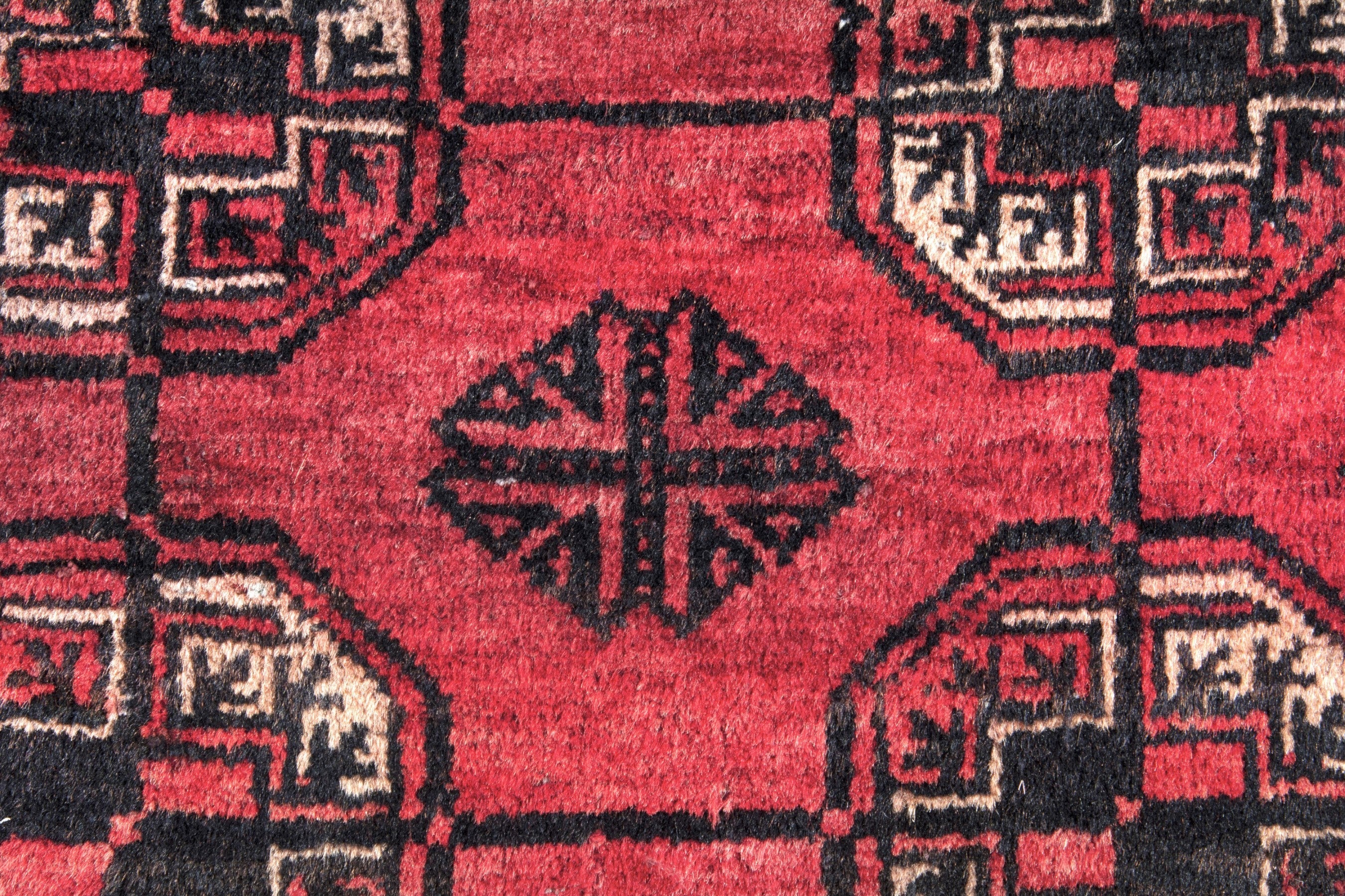 Persian Baluch accent rug in deep red and burgundy, view 12 of 17