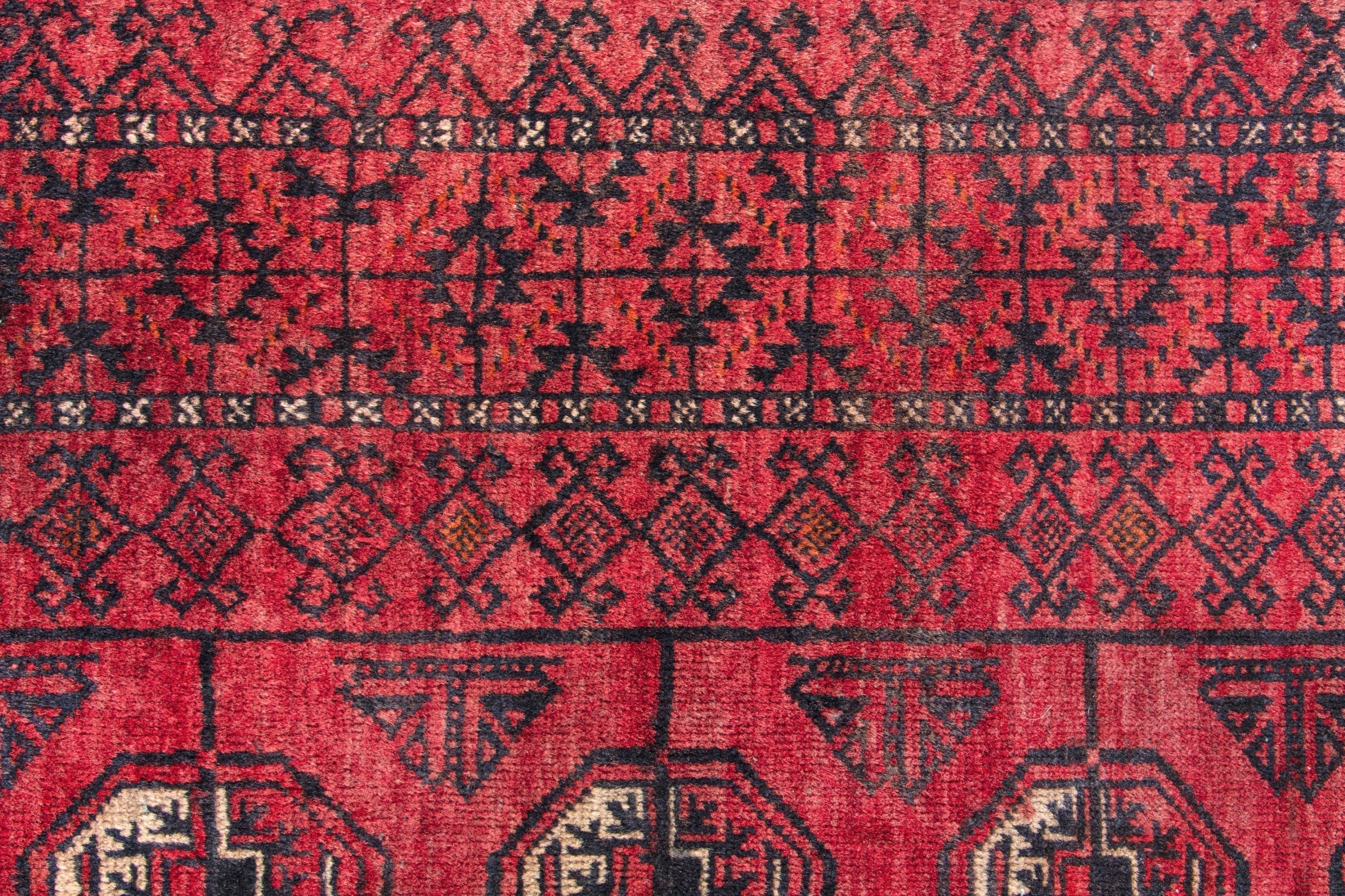 Persian Baluch accent rug in deep red and burgundy, view 13 of 17