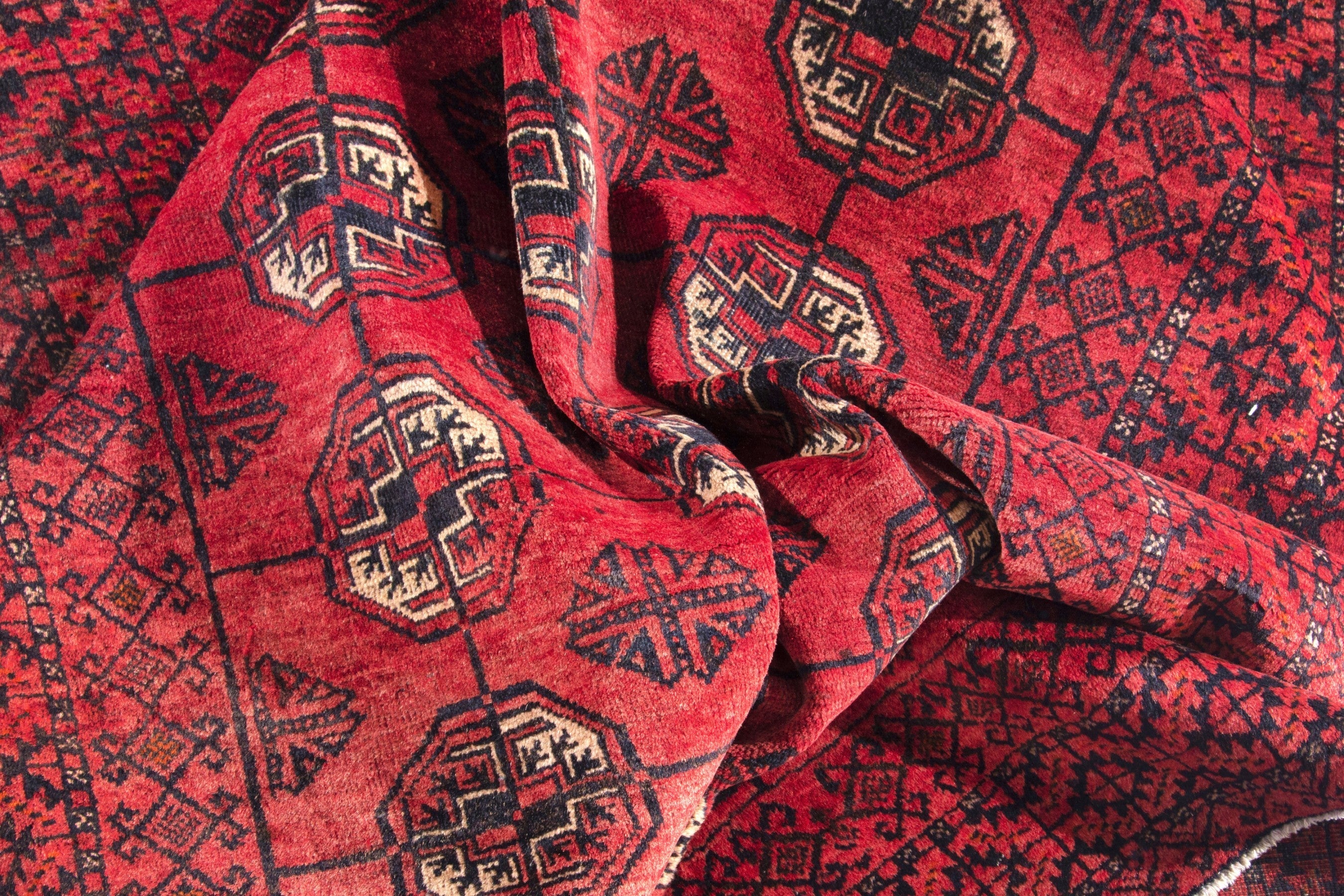 Persian Baluch accent rug in deep red and burgundy, view 14 of 17