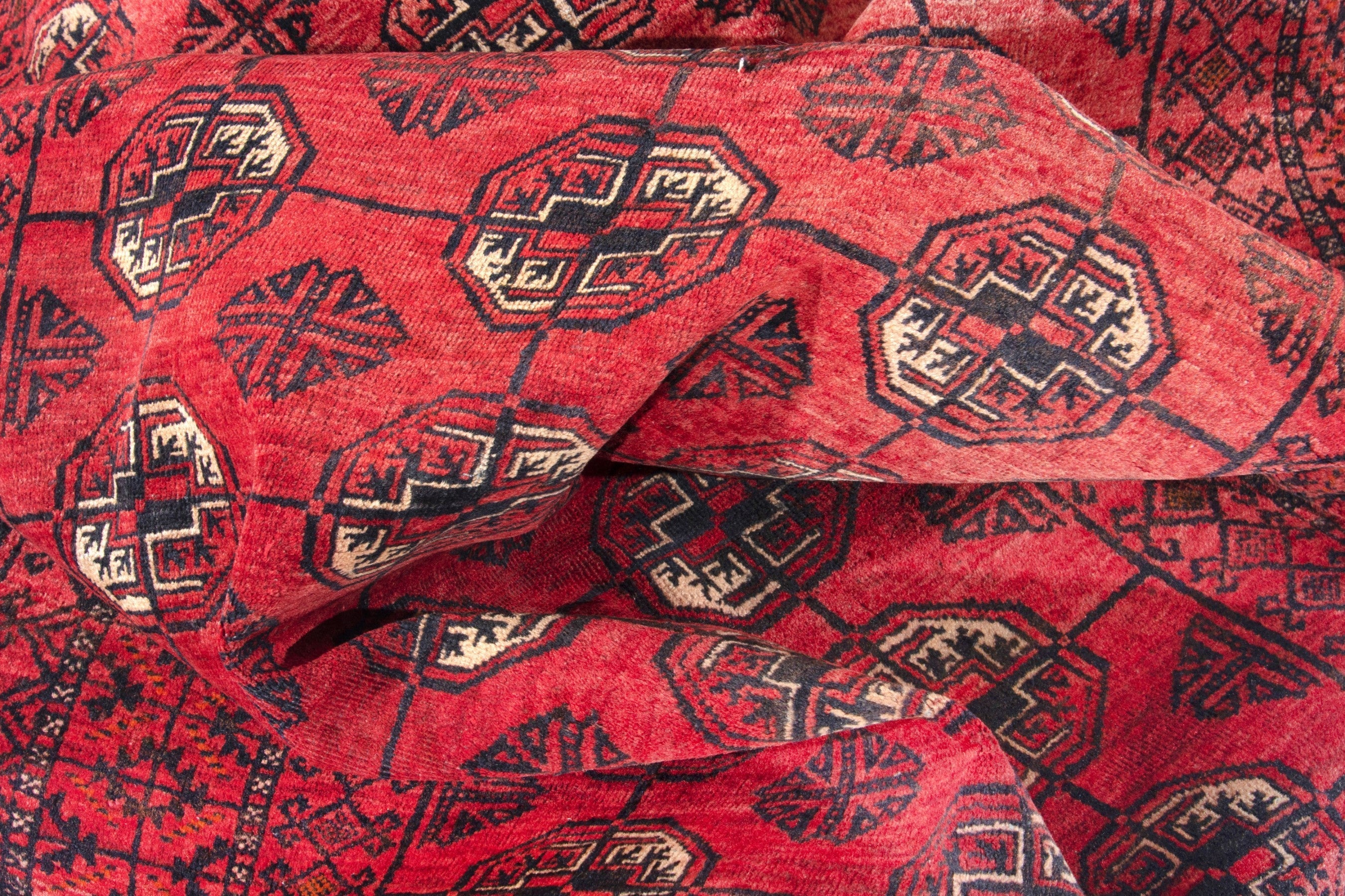 Persian Baluch accent rug in deep red and burgundy, view 15 of 17