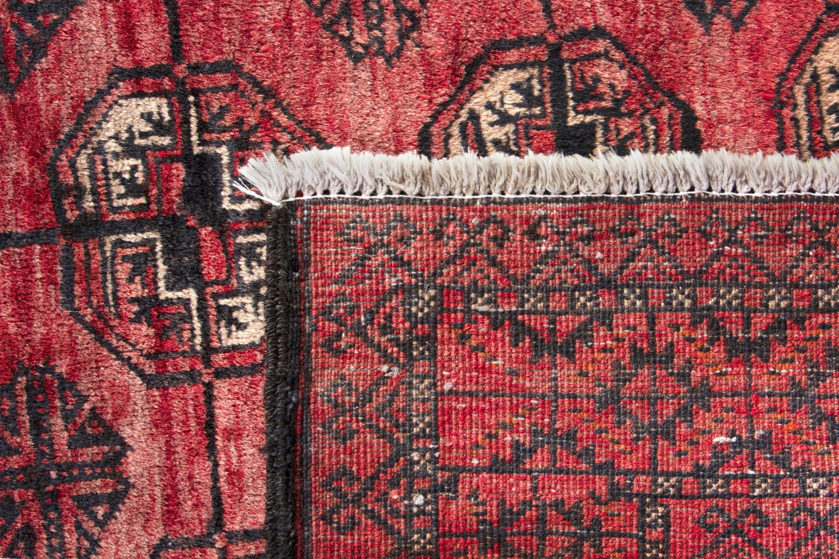 Persian Baluch accent rug in deep red and burgundy, view 17 of 17