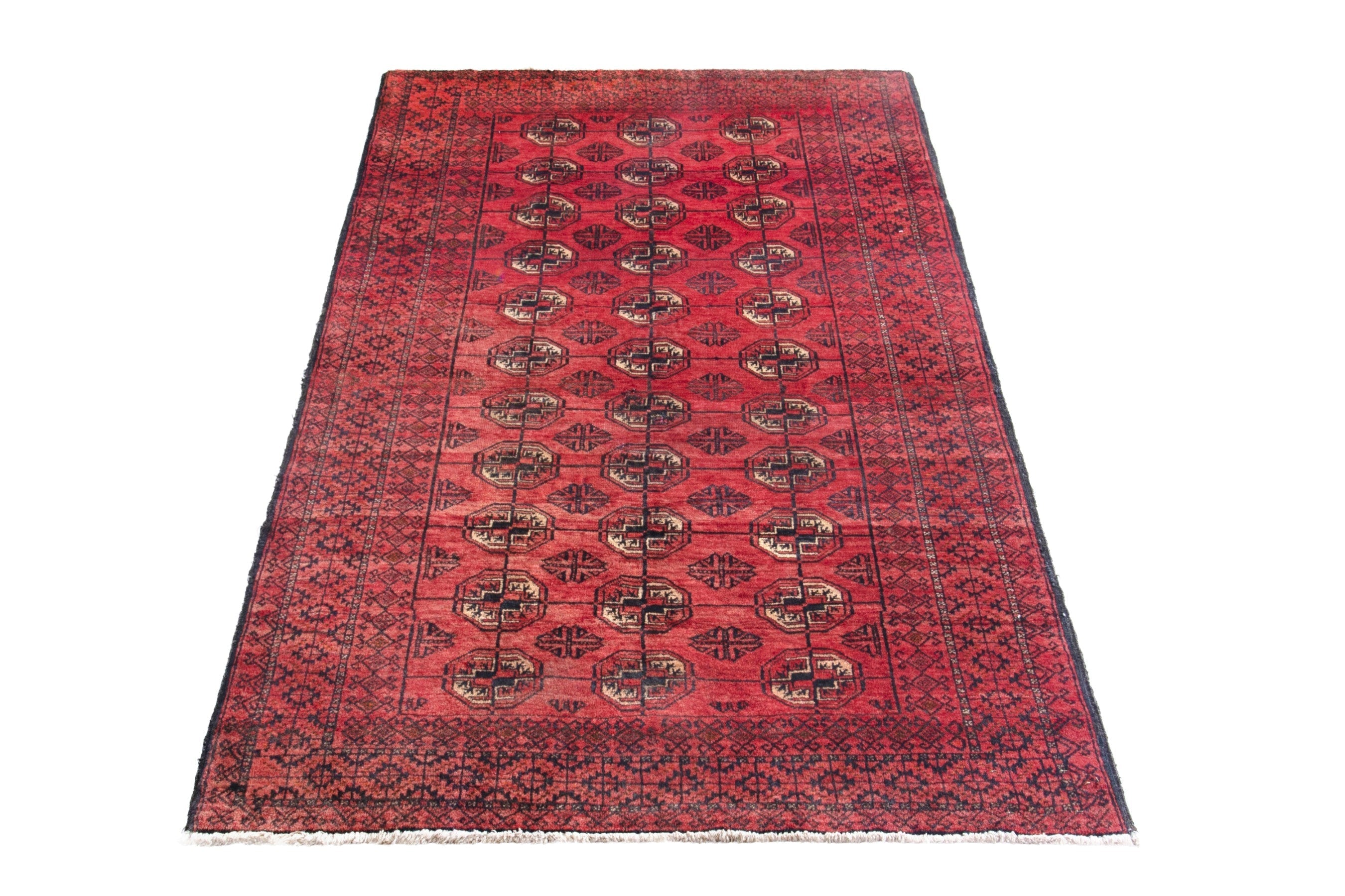 Persian Baluch accent rug in deep red and burgundy, view 2 of 17