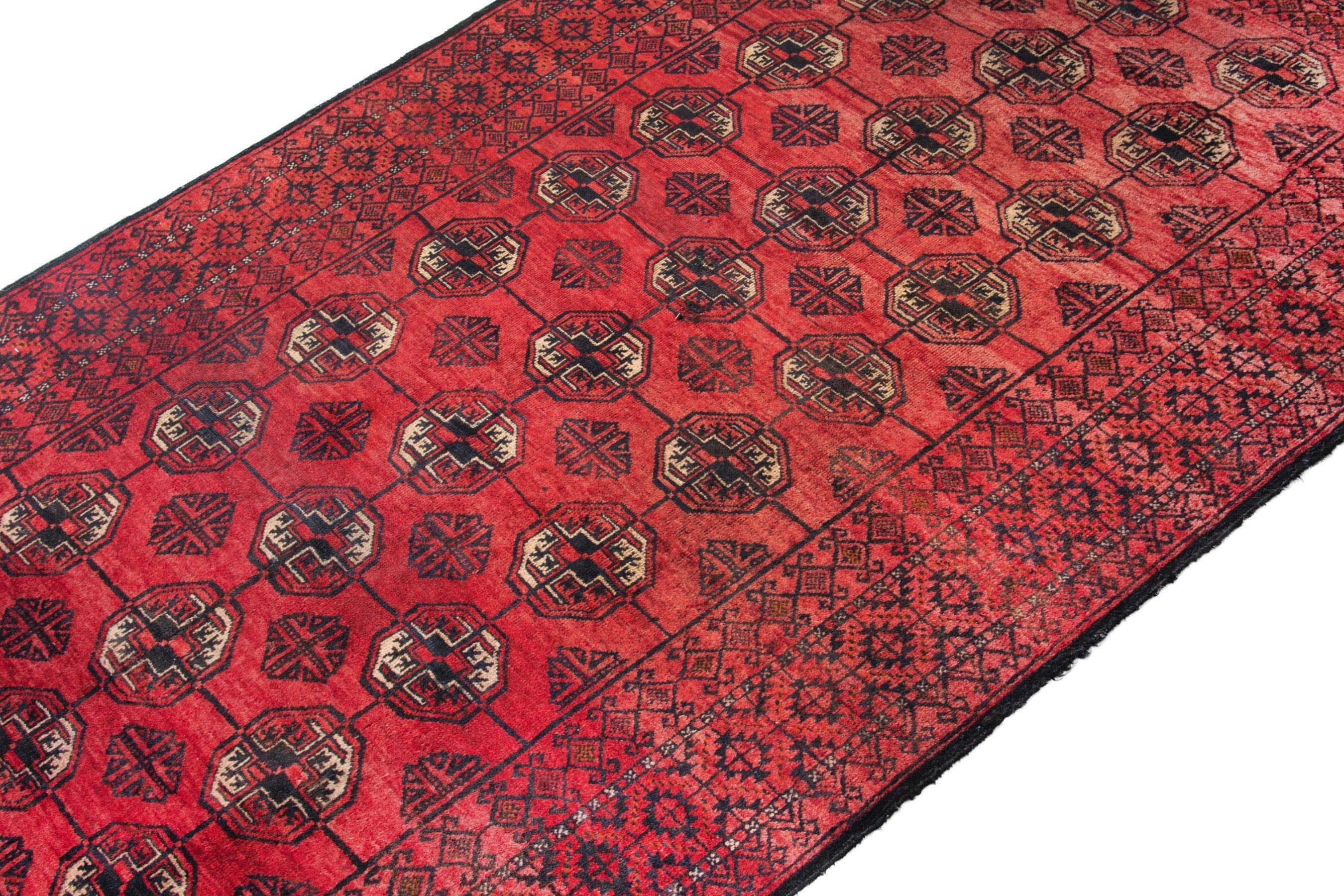 Persian Baluch accent rug in deep red and burgundy, view 6 of 17