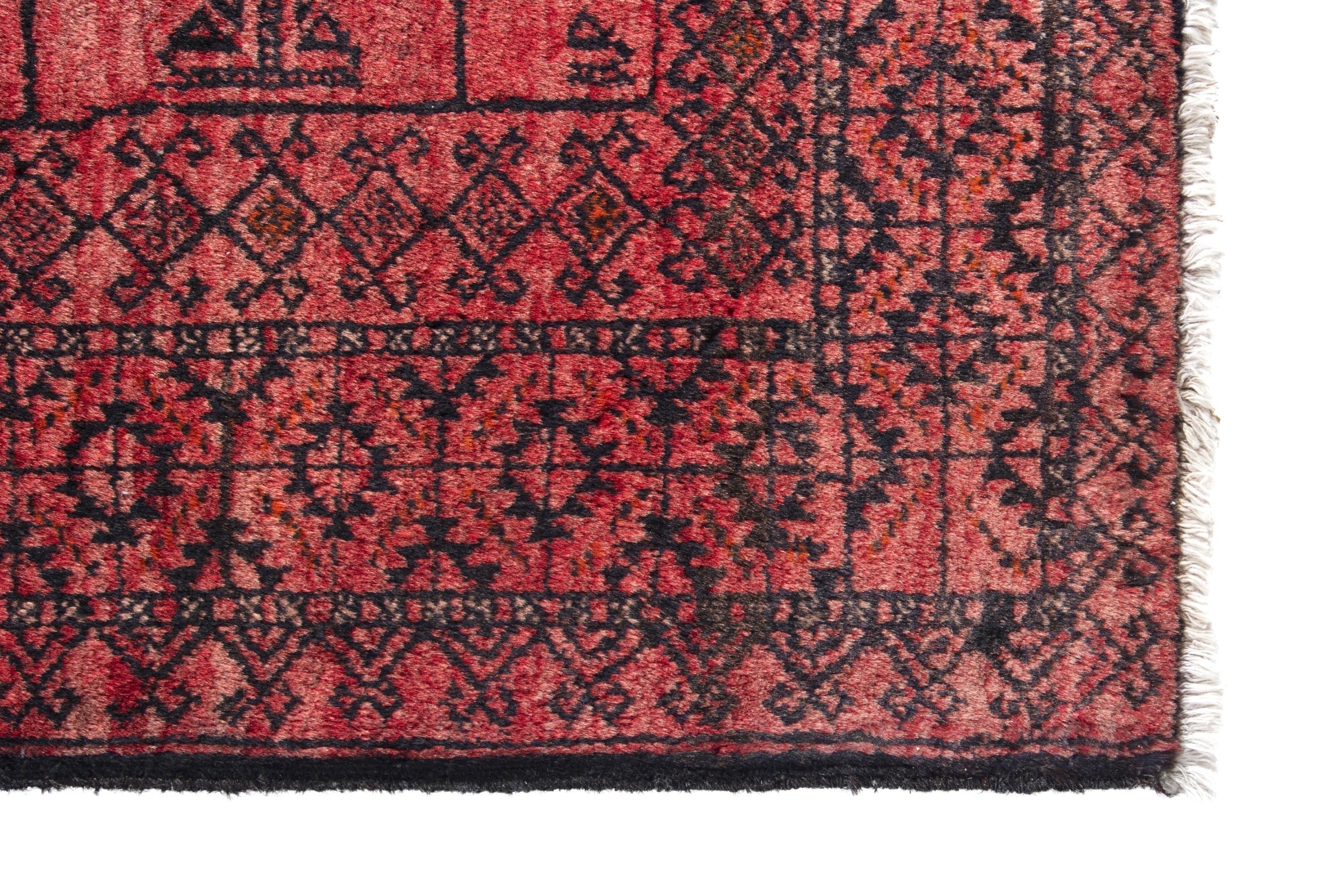 Persian Baluch accent rug in deep red and burgundy, view 5 of 17