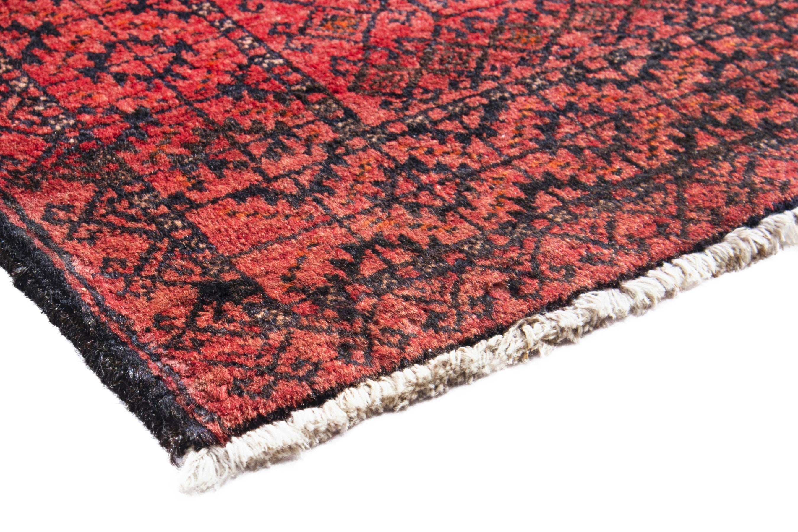 Persian Baluch accent rug in deep red and burgundy, view 4 of 17