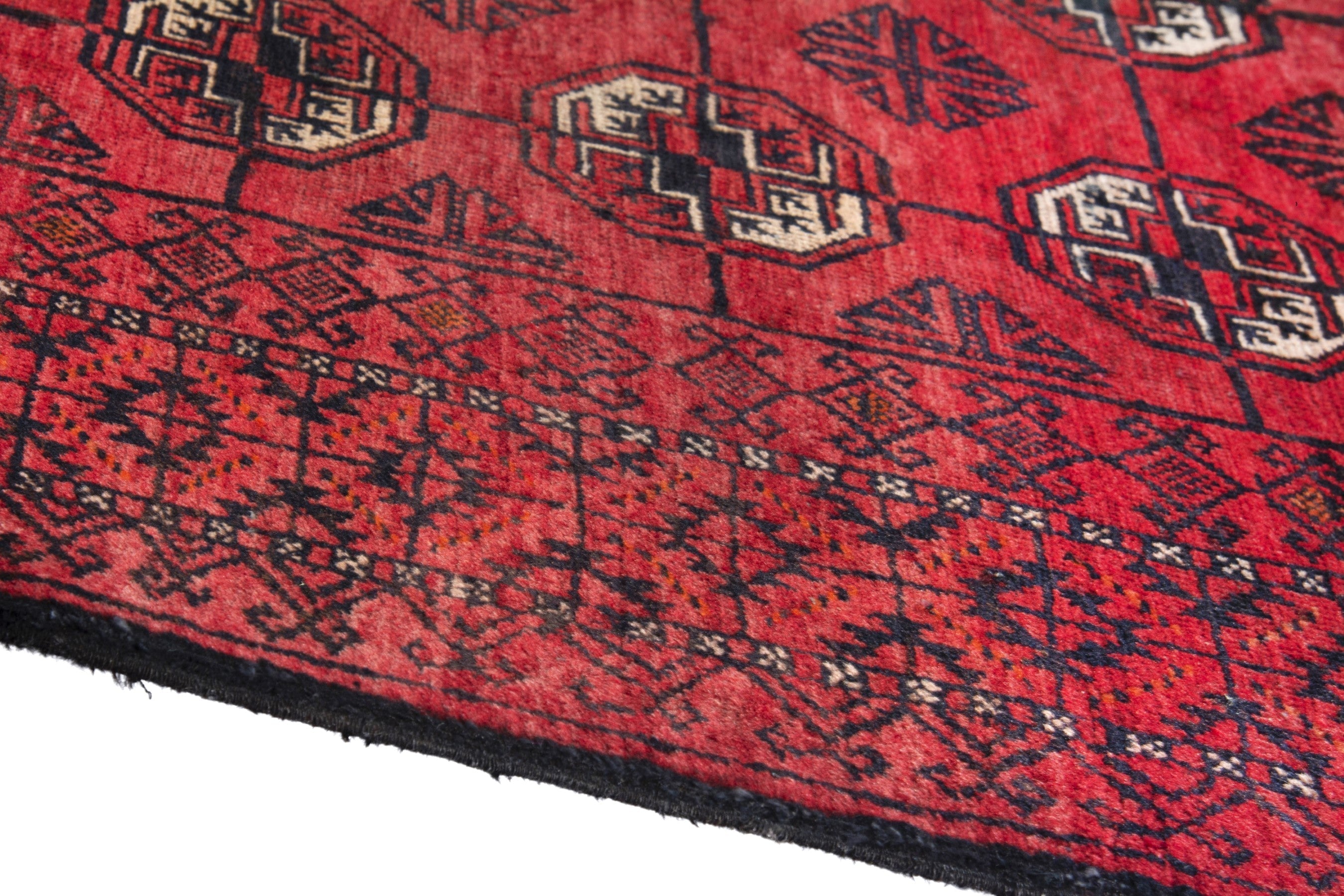 Persian Baluch accent rug in deep red and burgundy, view 8 of 17