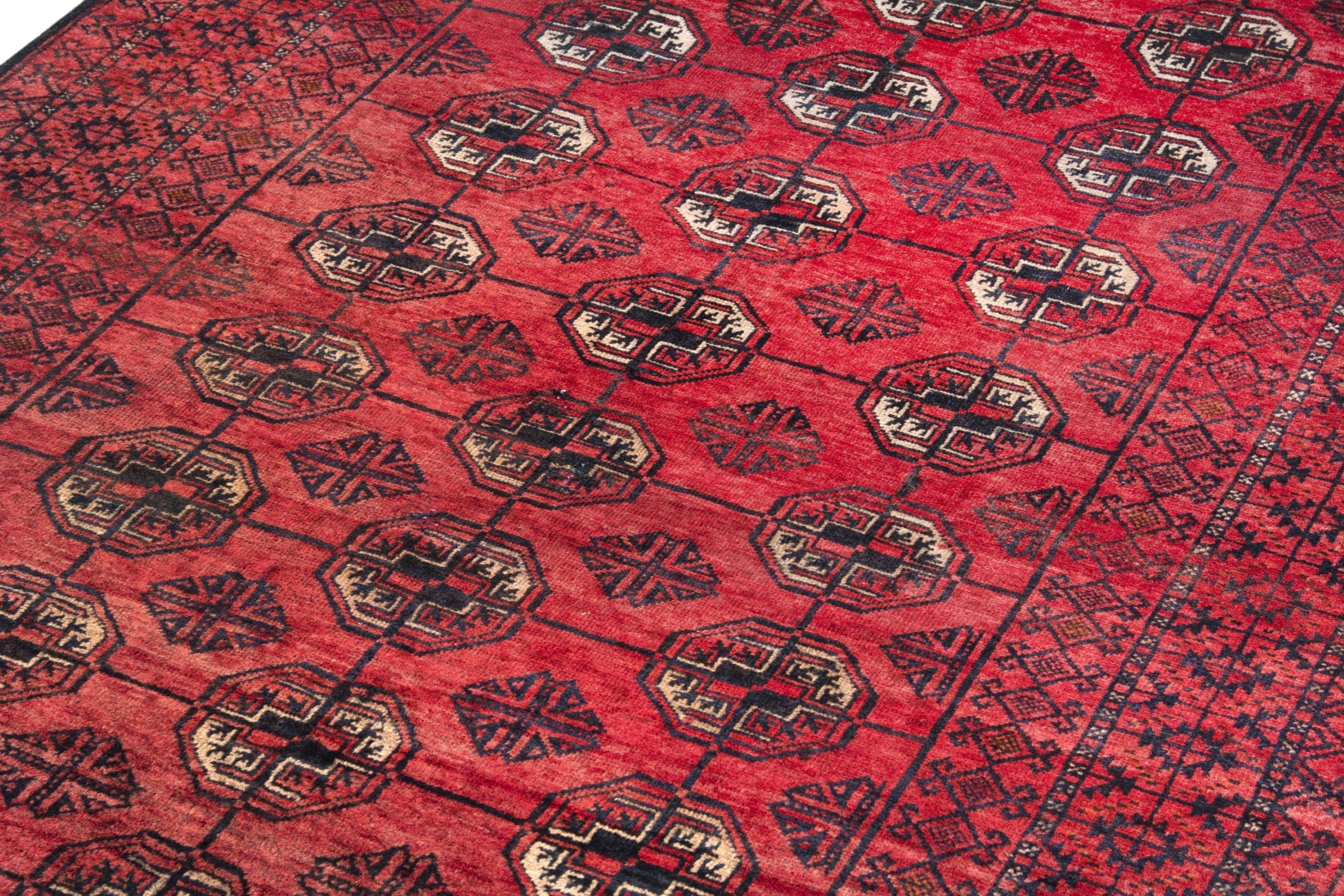 Persian Baluch accent rug in deep red and burgundy, view 9 of 17
