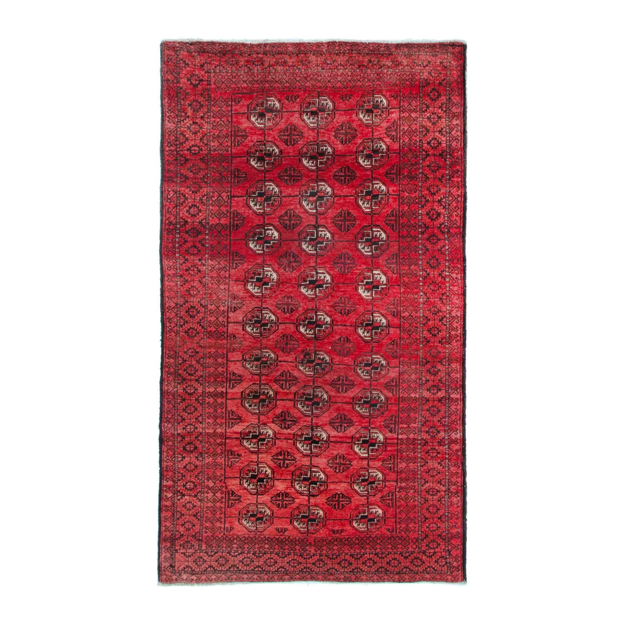 Persian Baluch accent rug in deep red and burgundy, 3'7" x 6'6"