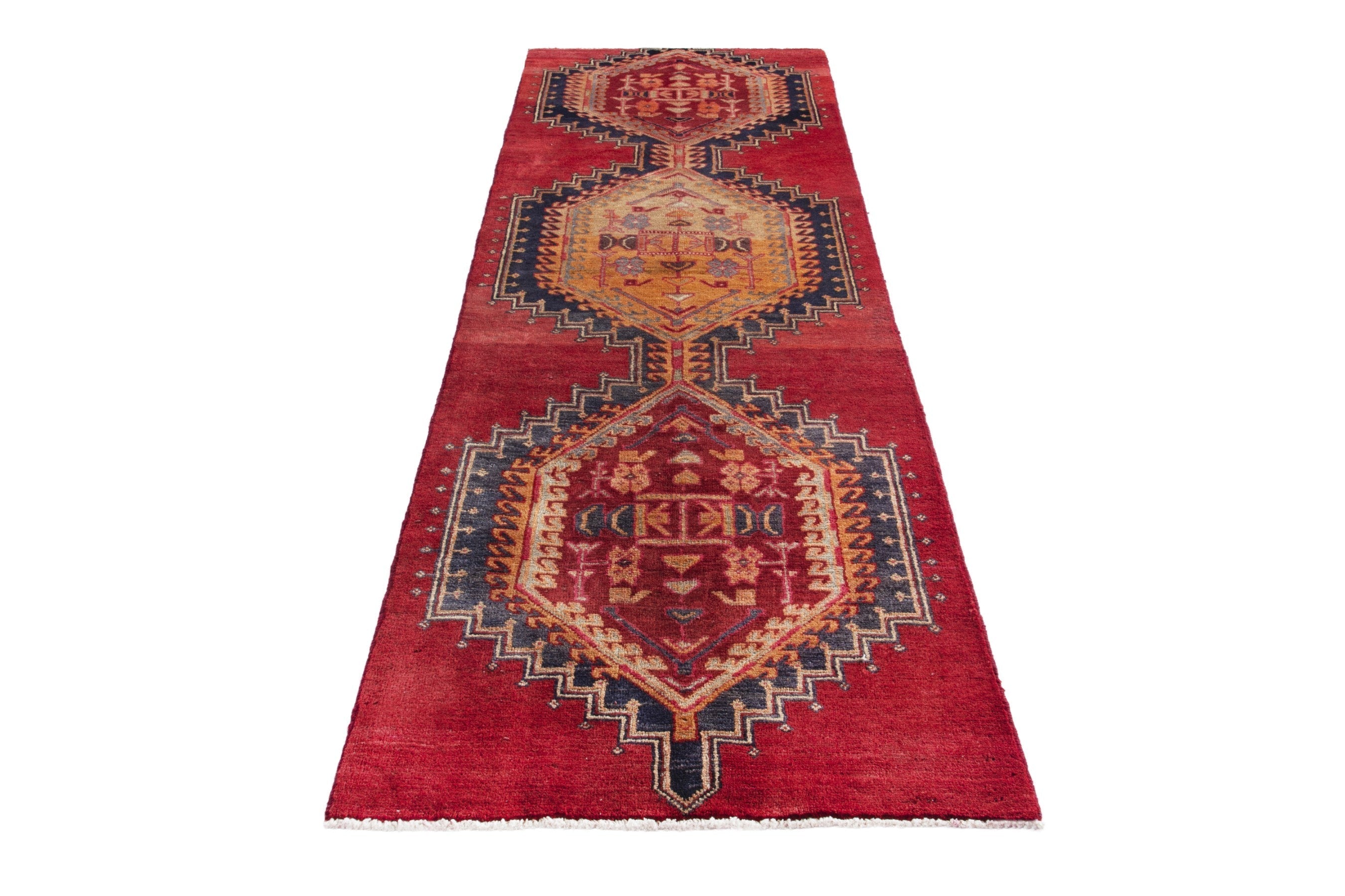 Persian Ardabil runner rug in deep red and terracotta, view 2 of 17