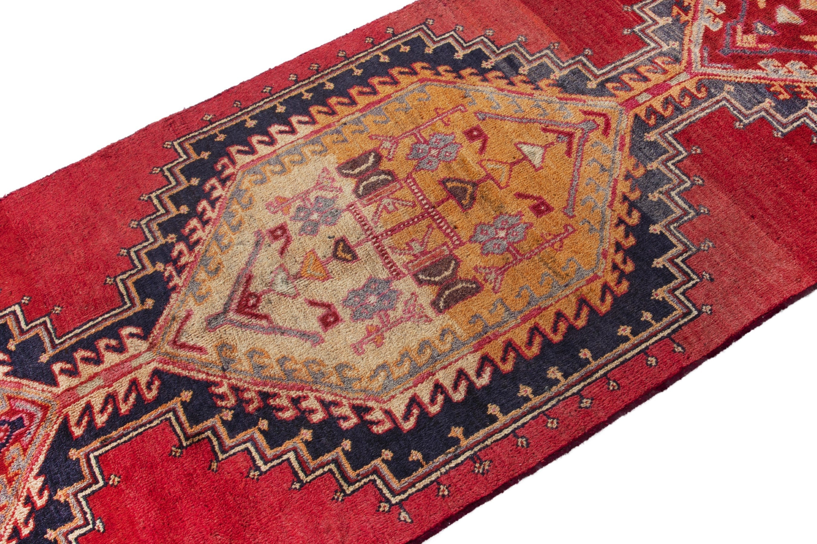 Persian Ardabil runner rug in deep red and terracotta, view 6 of 17