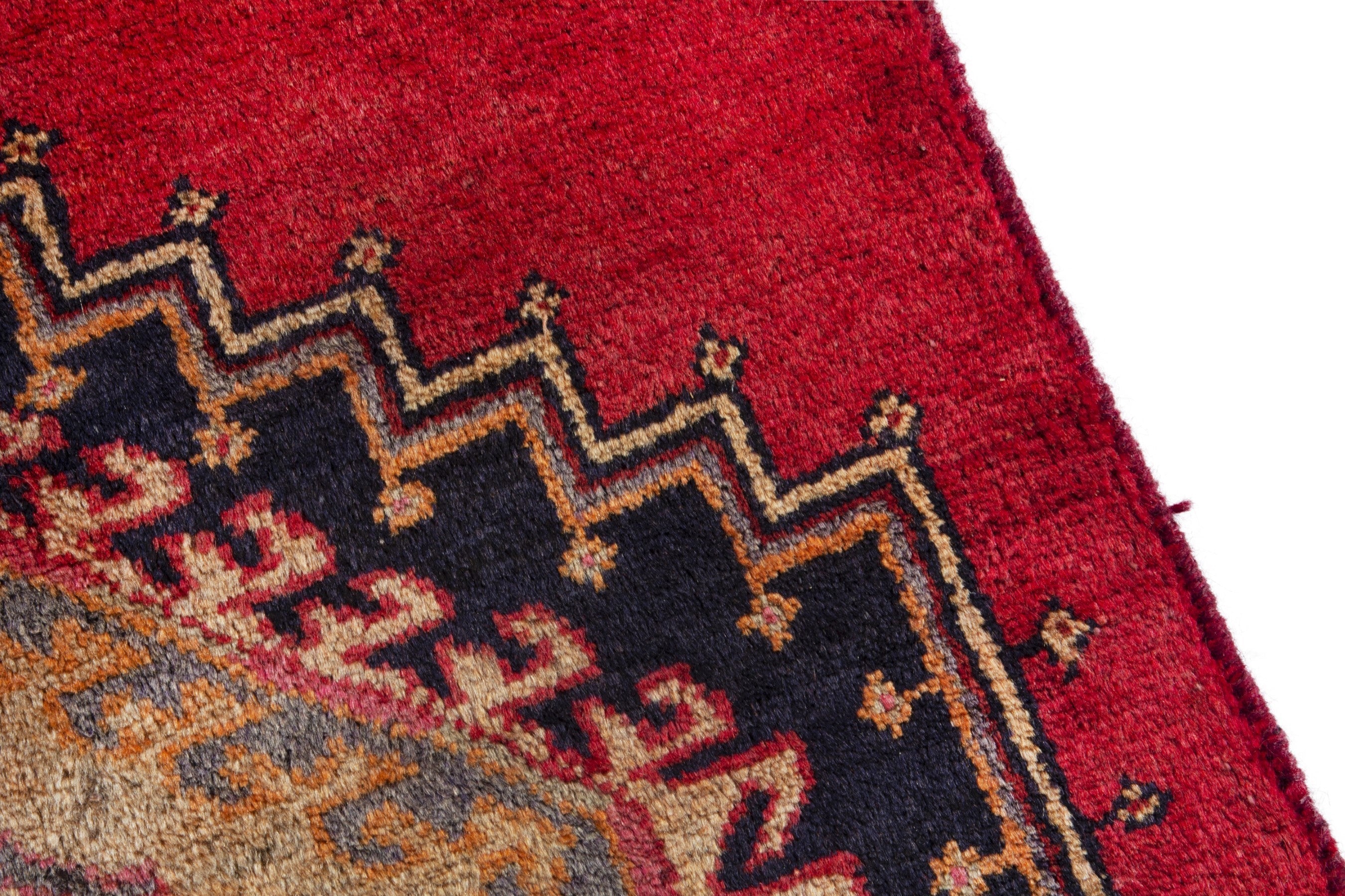 Persian Ardabil runner rug in deep red and terracotta, view 7 of 17