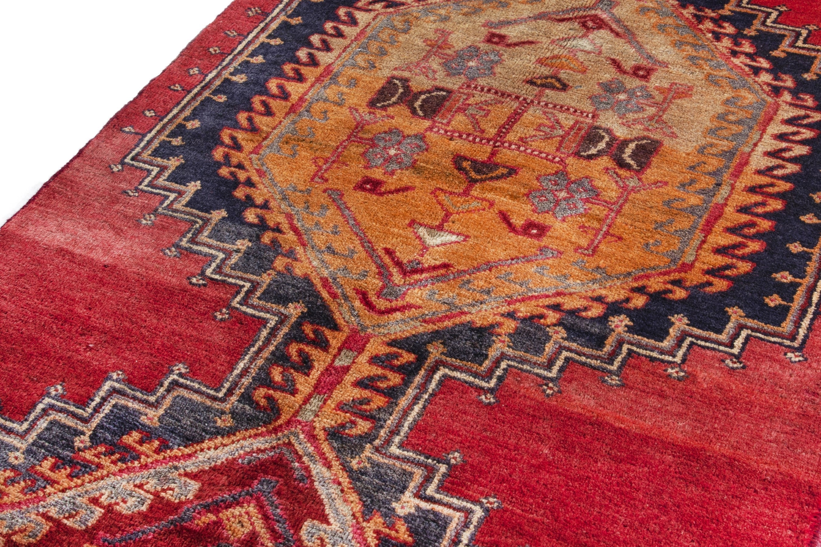Persian Ardabil runner rug in deep red and terracotta, view 9 of 17