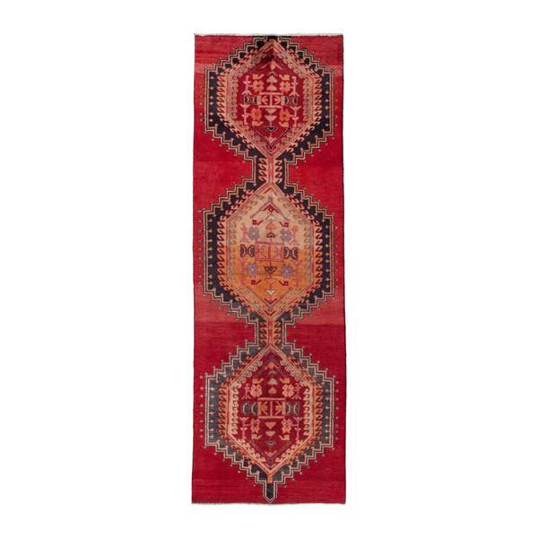 Persian Ardabil runner rug in deep red and terracotta, 2'7" x 8'5"
