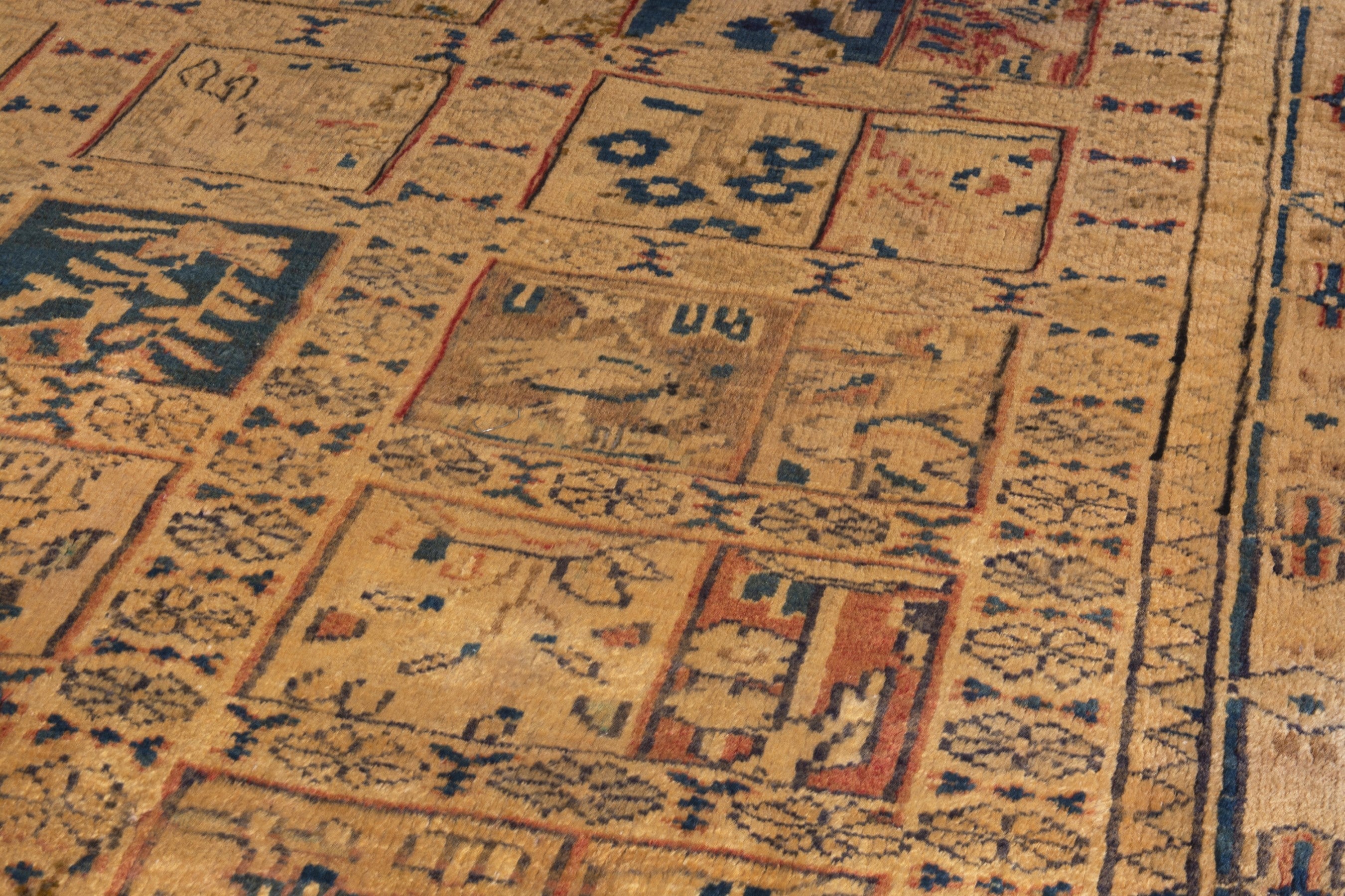 Persian Mahal runner rug in tan and navy, view 10 of 21