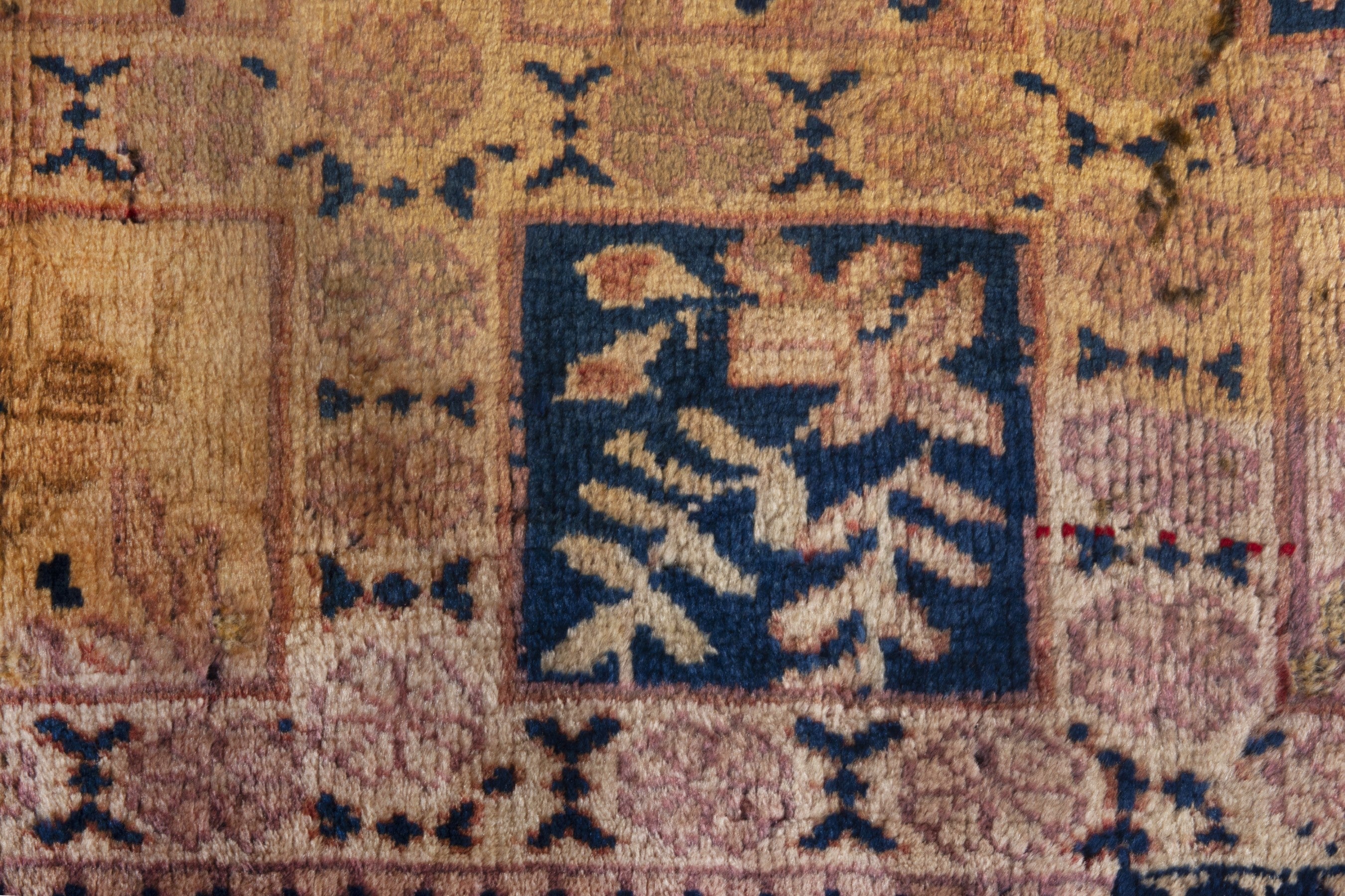Persian Mahal runner rug in tan and navy, view 12 of 21