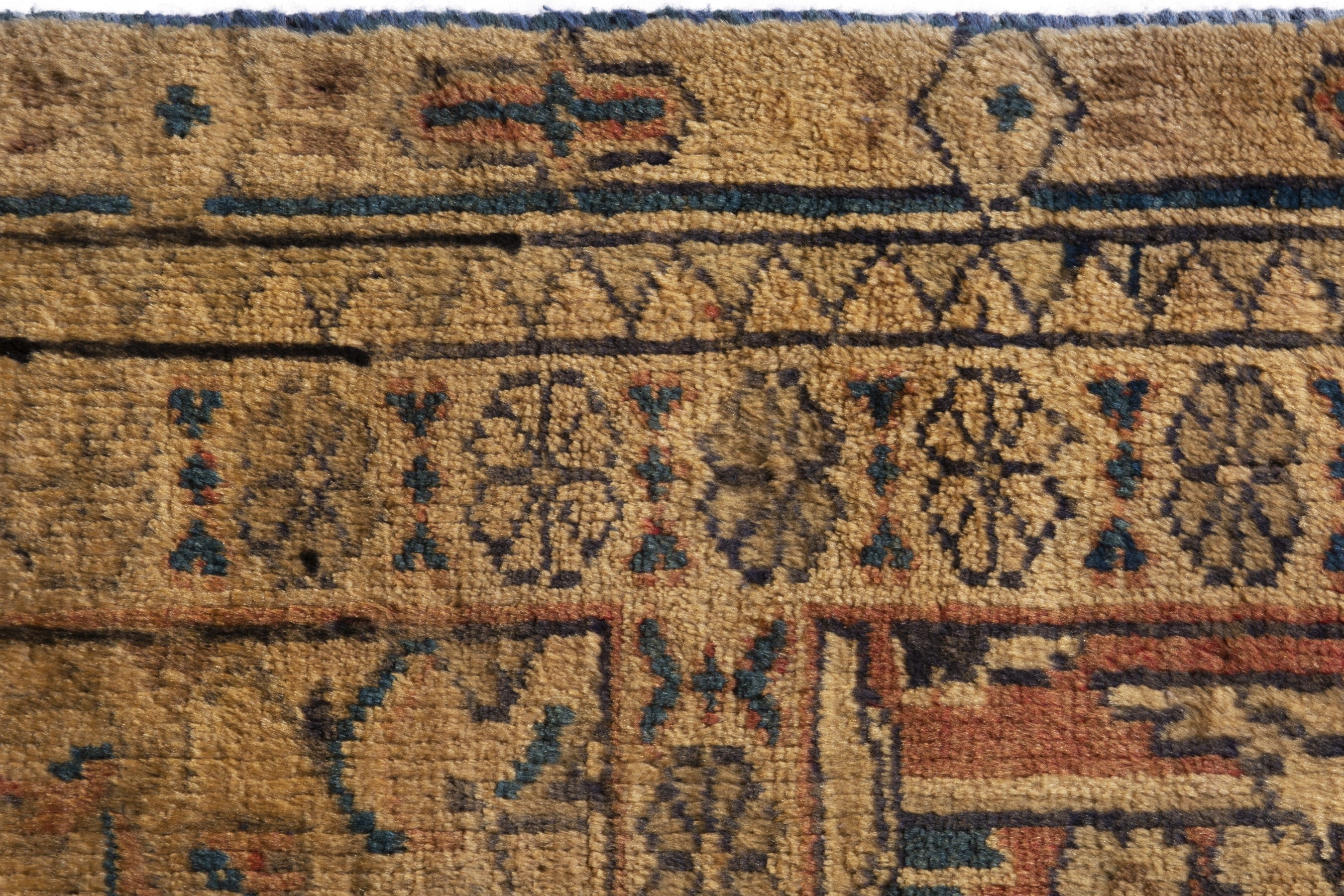 Persian Mahal runner rug in tan and navy, view 14 of 21