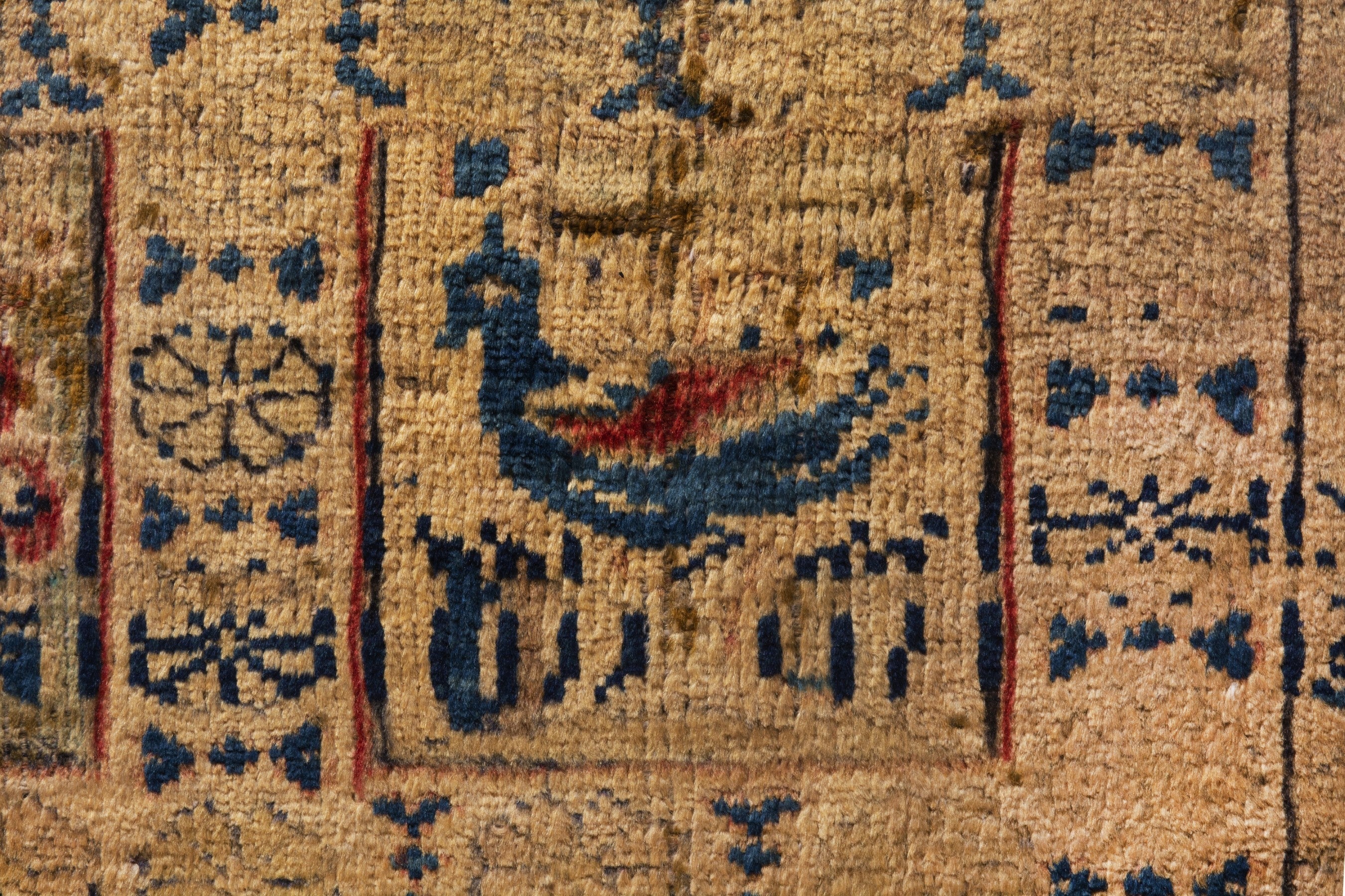 Persian Mahal runner rug in tan and navy, view 15 of 21