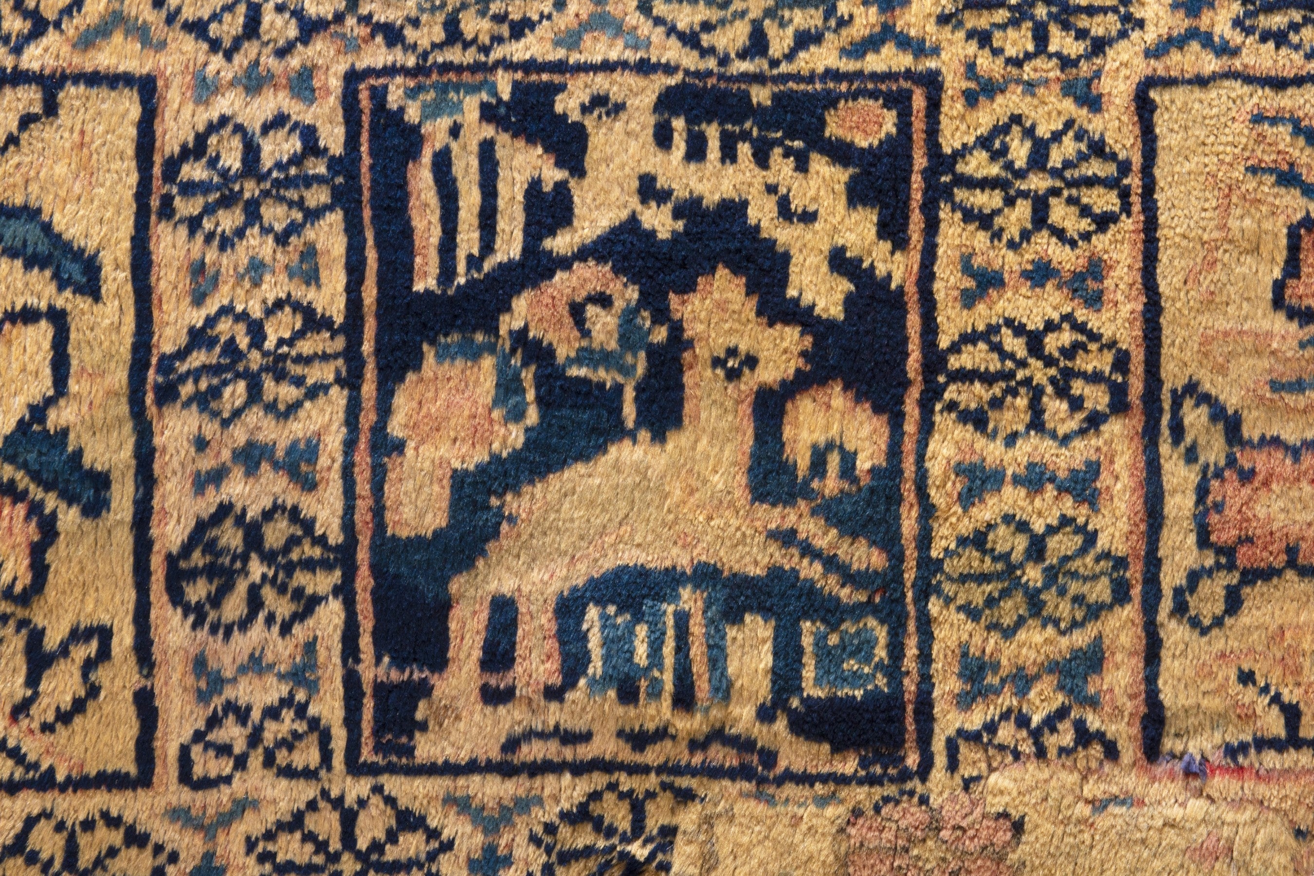 Persian Mahal runner rug in tan and navy, view 17 of 21