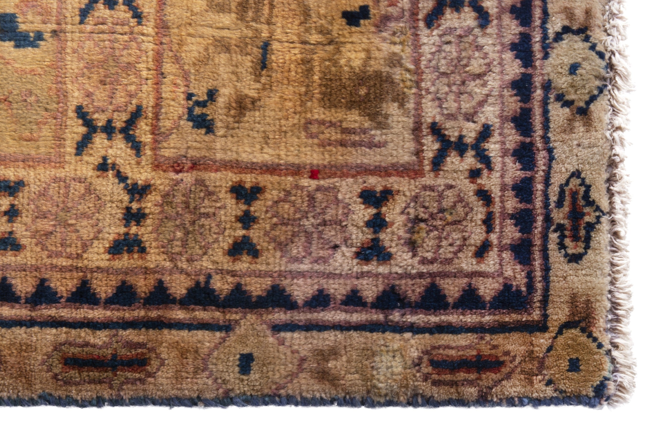 Persian Mahal runner rug in tan and navy, view 5 of 21