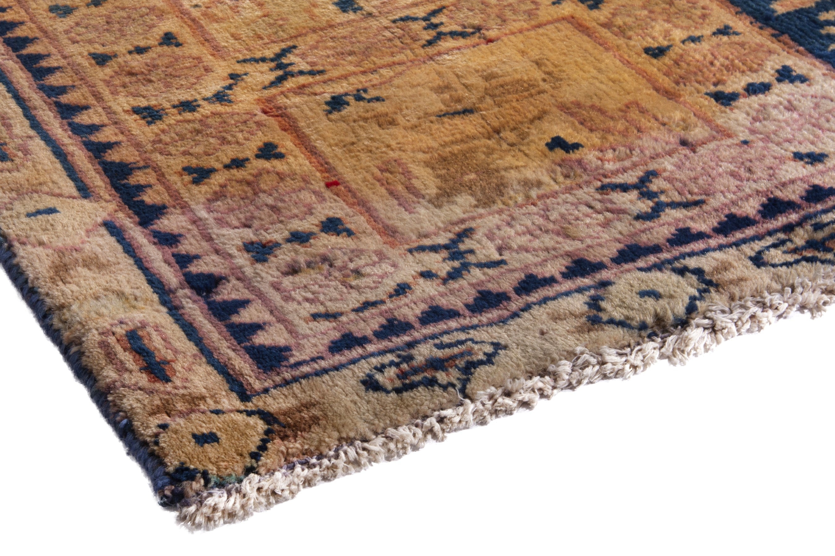 Persian Mahal runner rug in tan and navy, view 4 of 21
