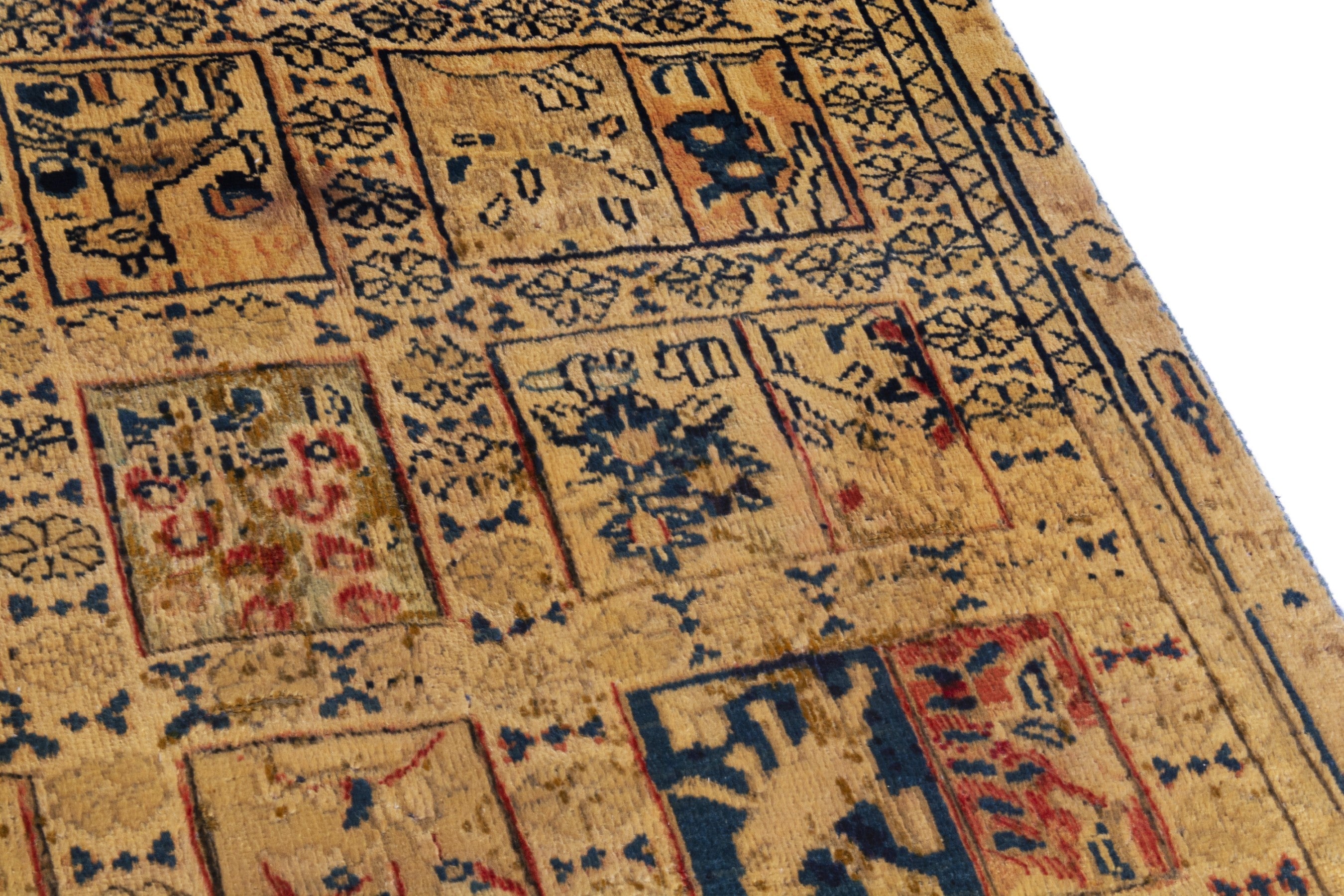 Persian Mahal runner rug in tan and navy, view 7 of 21