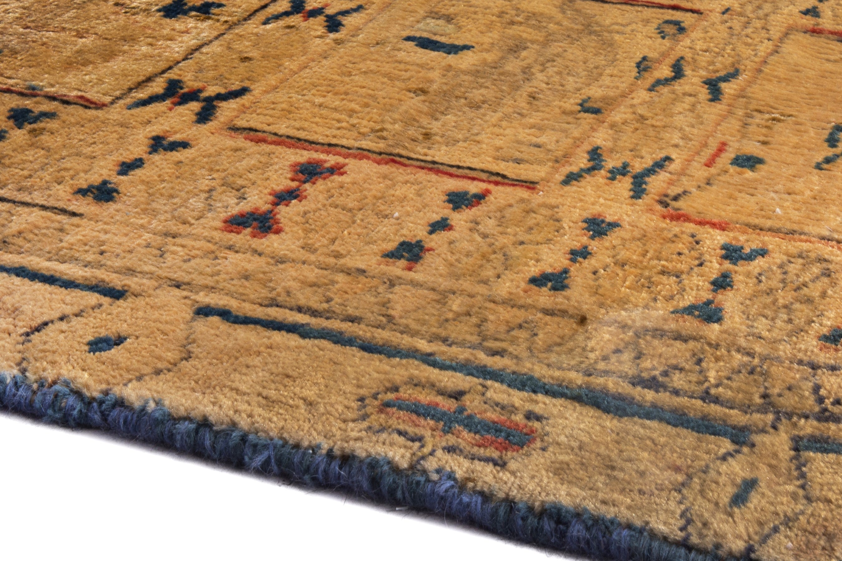 Persian Mahal runner rug in tan and navy, view 8 of 21