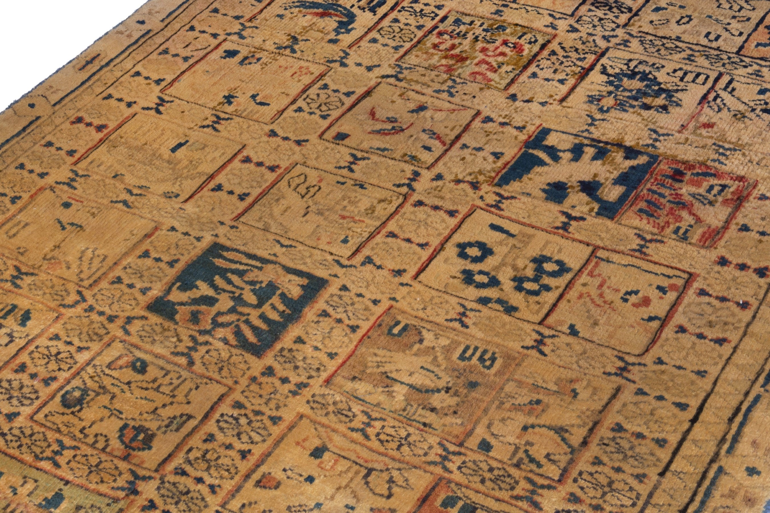 Persian Mahal runner rug in tan and navy, view 9 of 21