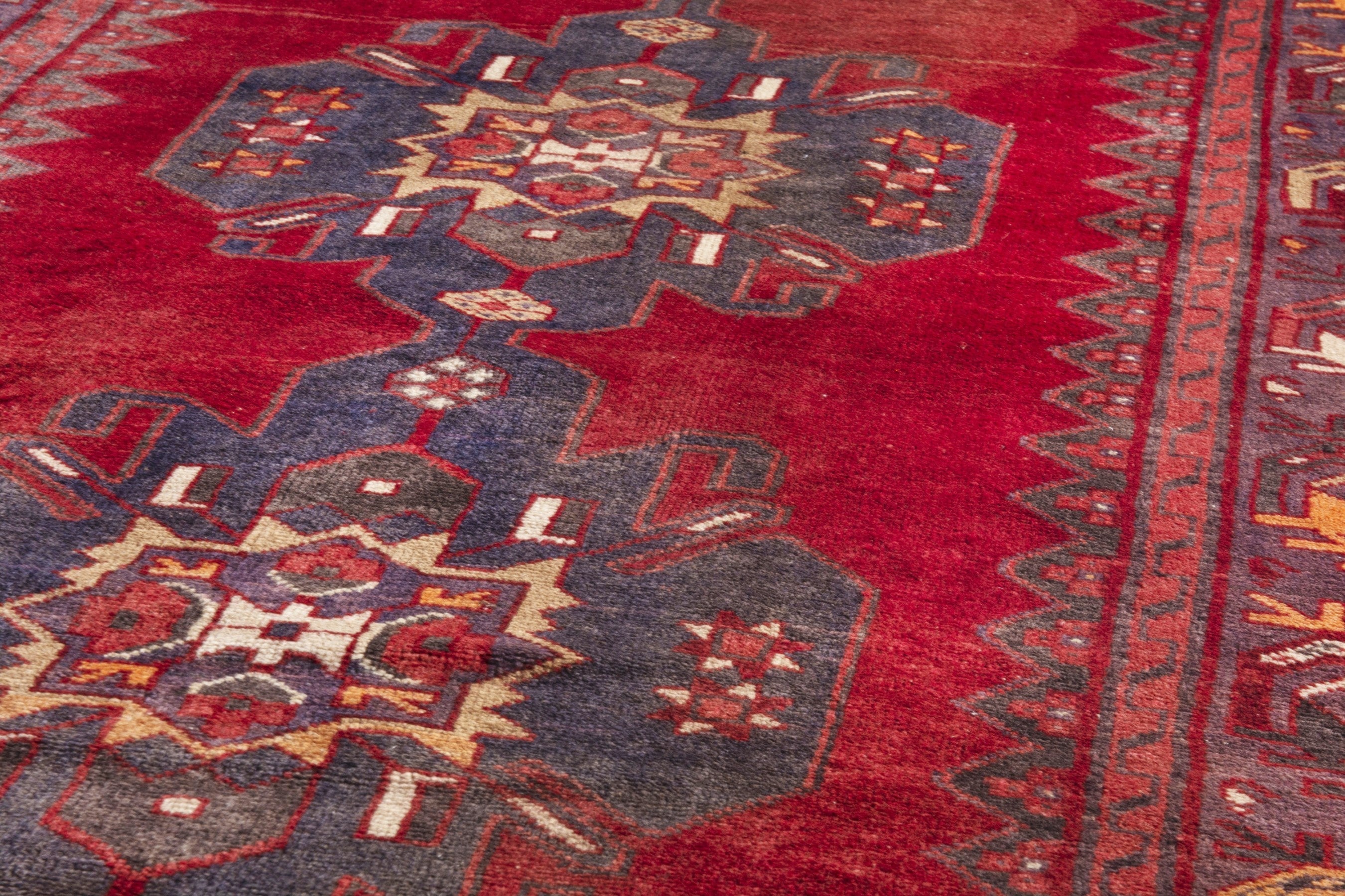 Persian Hamedan runner rug in deep red and burgundy, view 11 of 21