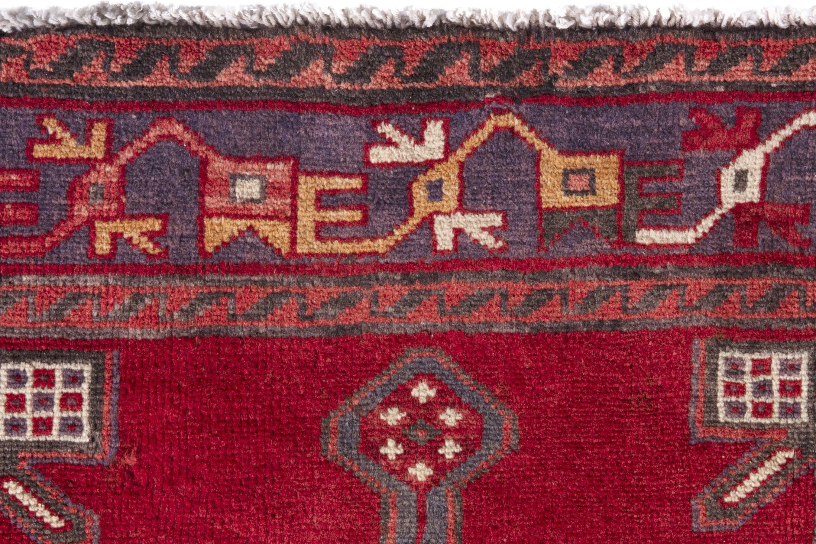 Persian Hamedan runner rug in deep red and burgundy, view 12 of 21