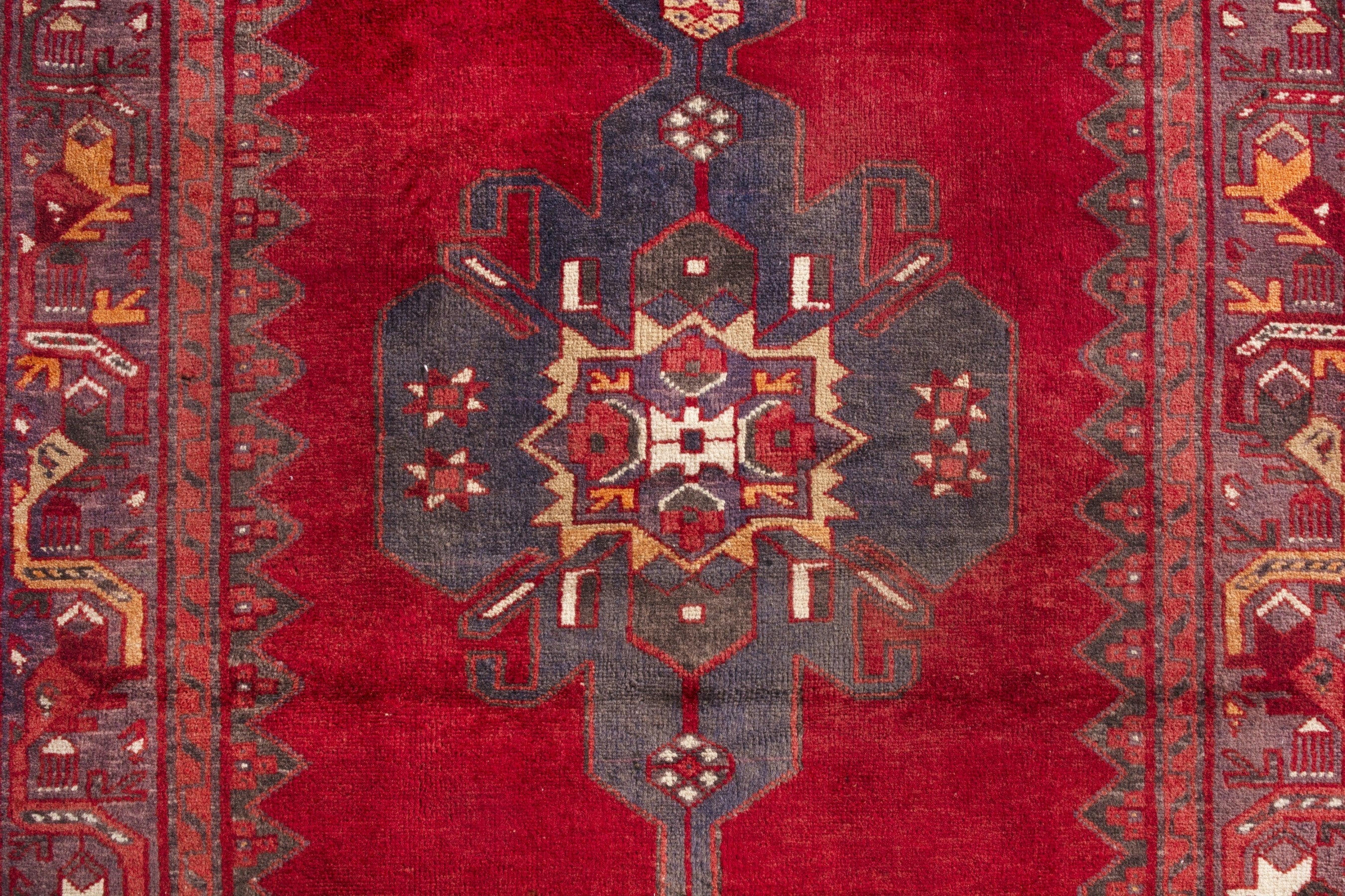 Persian Hamedan runner rug in deep red and burgundy, view 13 of 21