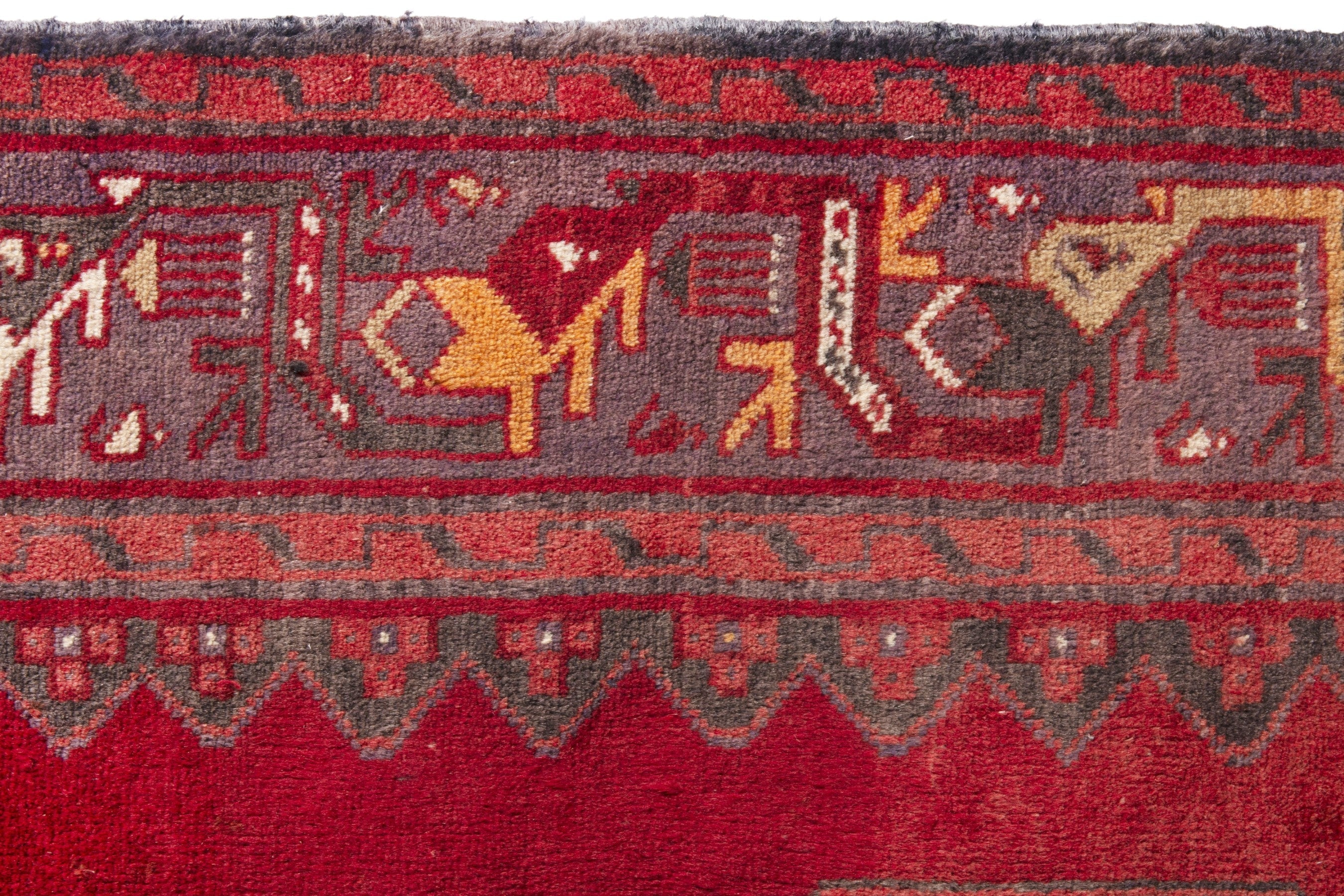 Persian Hamedan runner rug in deep red and burgundy, view 14 of 21