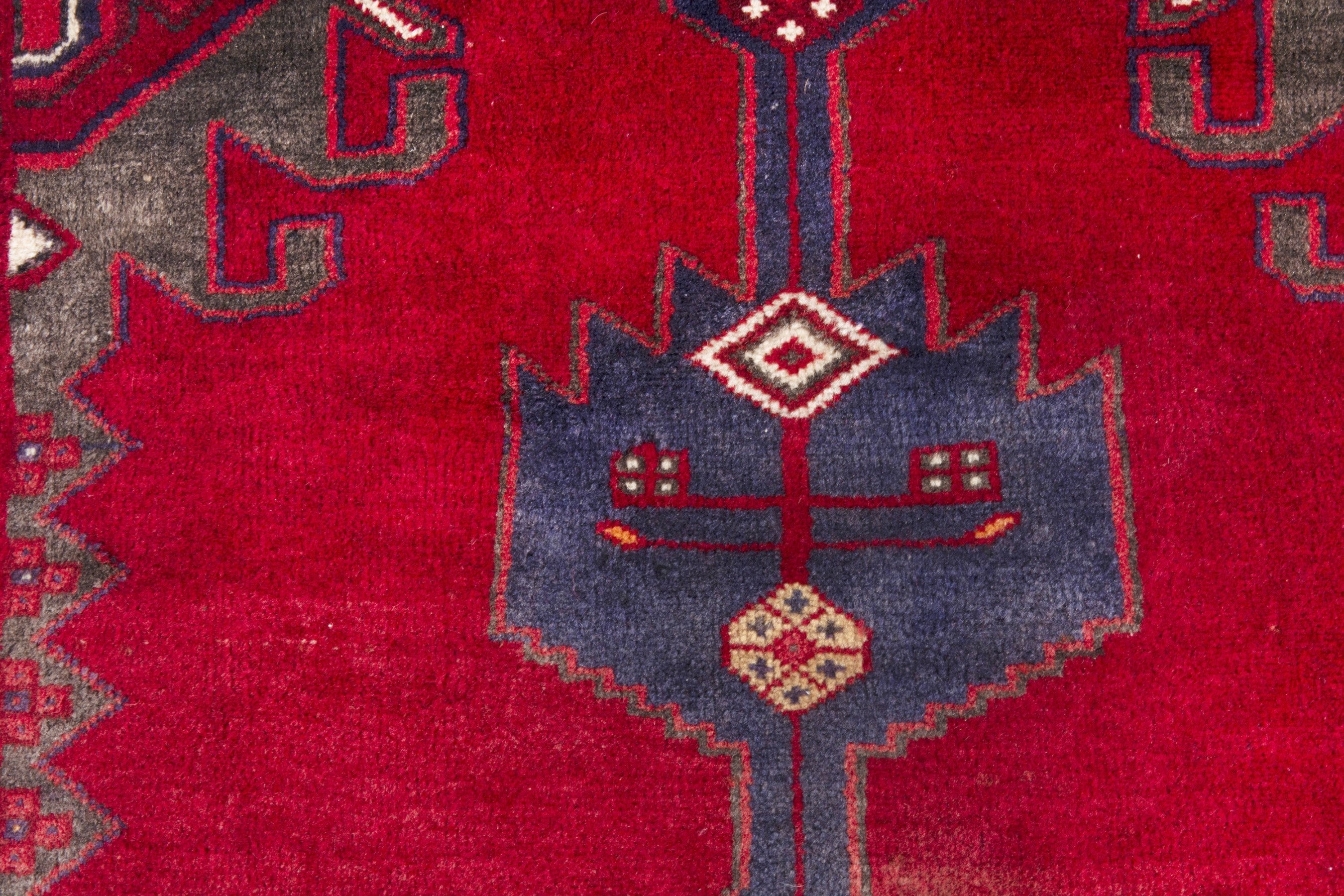 Persian Hamedan runner rug in deep red and burgundy, view 15 of 21