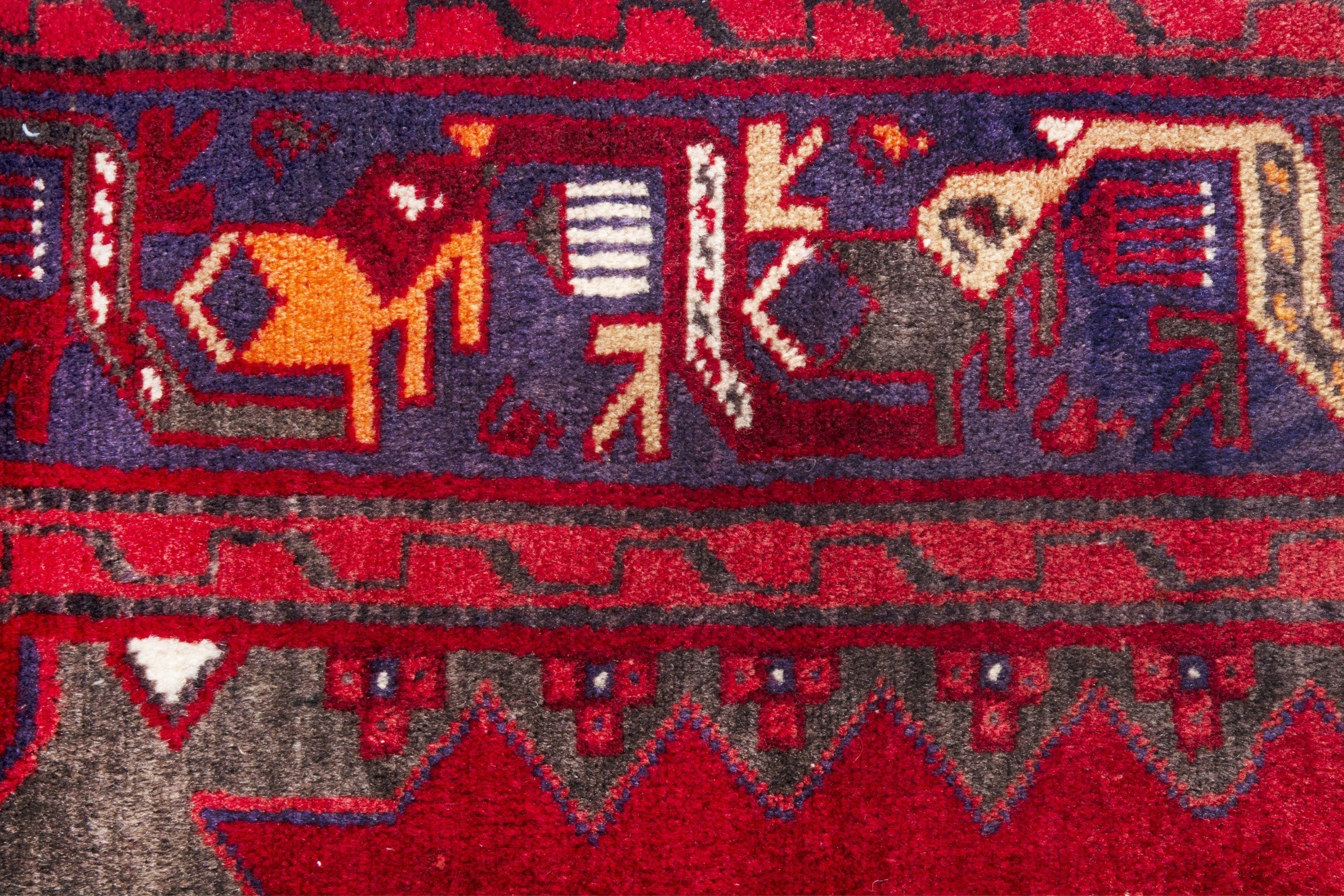 Persian Hamedan runner rug in deep red and burgundy, view 16 of 21