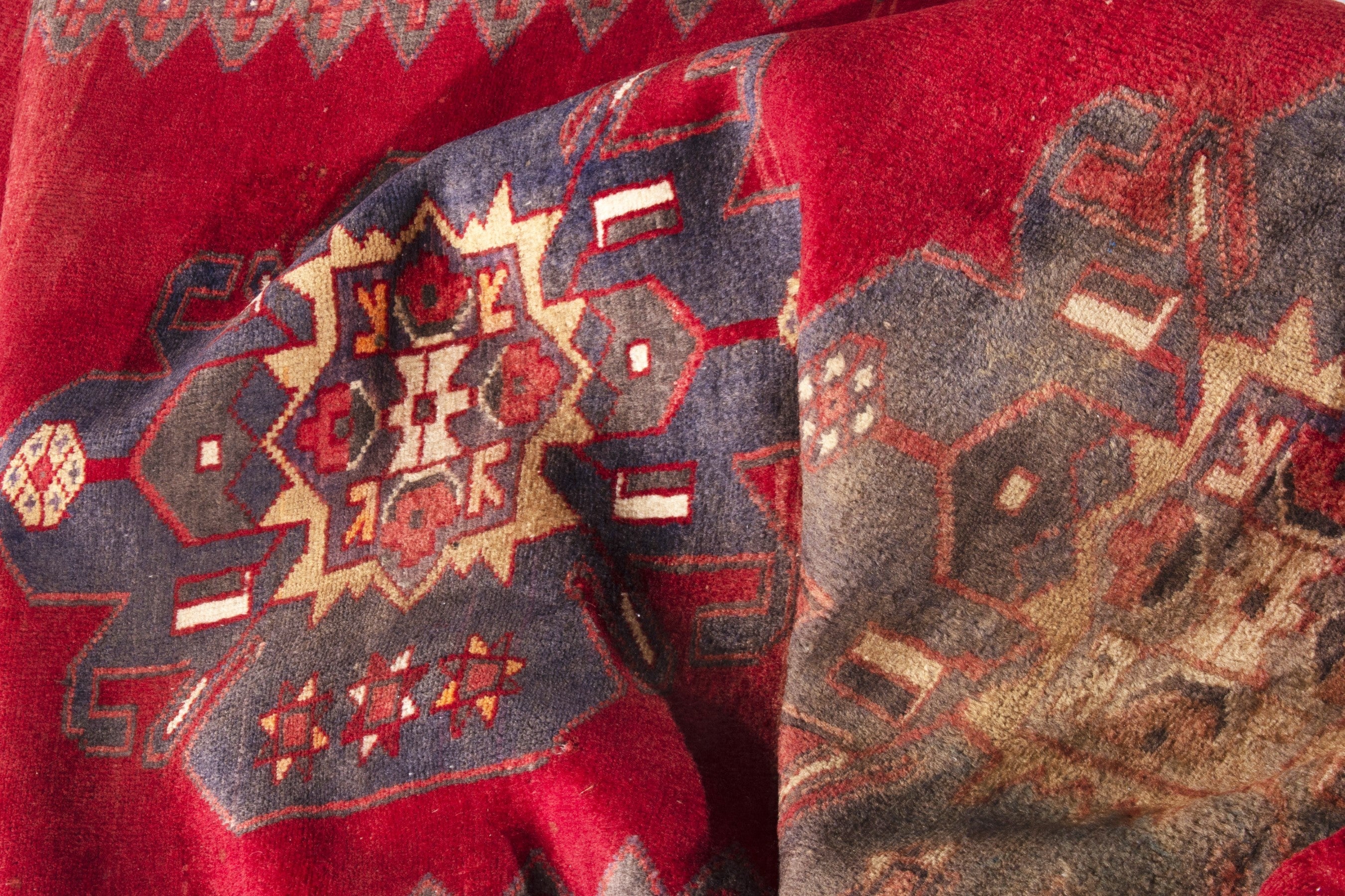 Persian Hamedan runner rug in deep red and burgundy, view 18 of 21