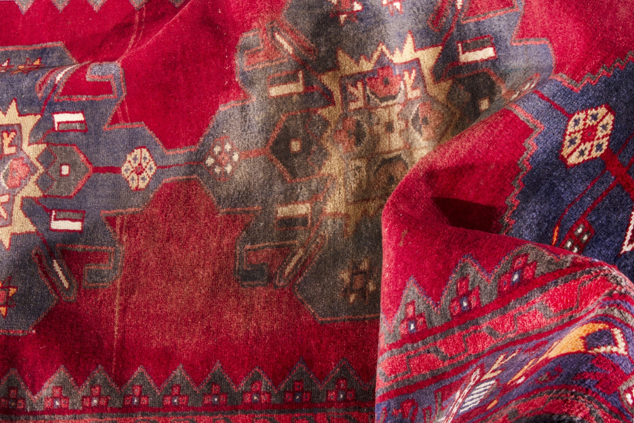 Persian Hamedan runner rug in deep red and burgundy, view 19 of 21