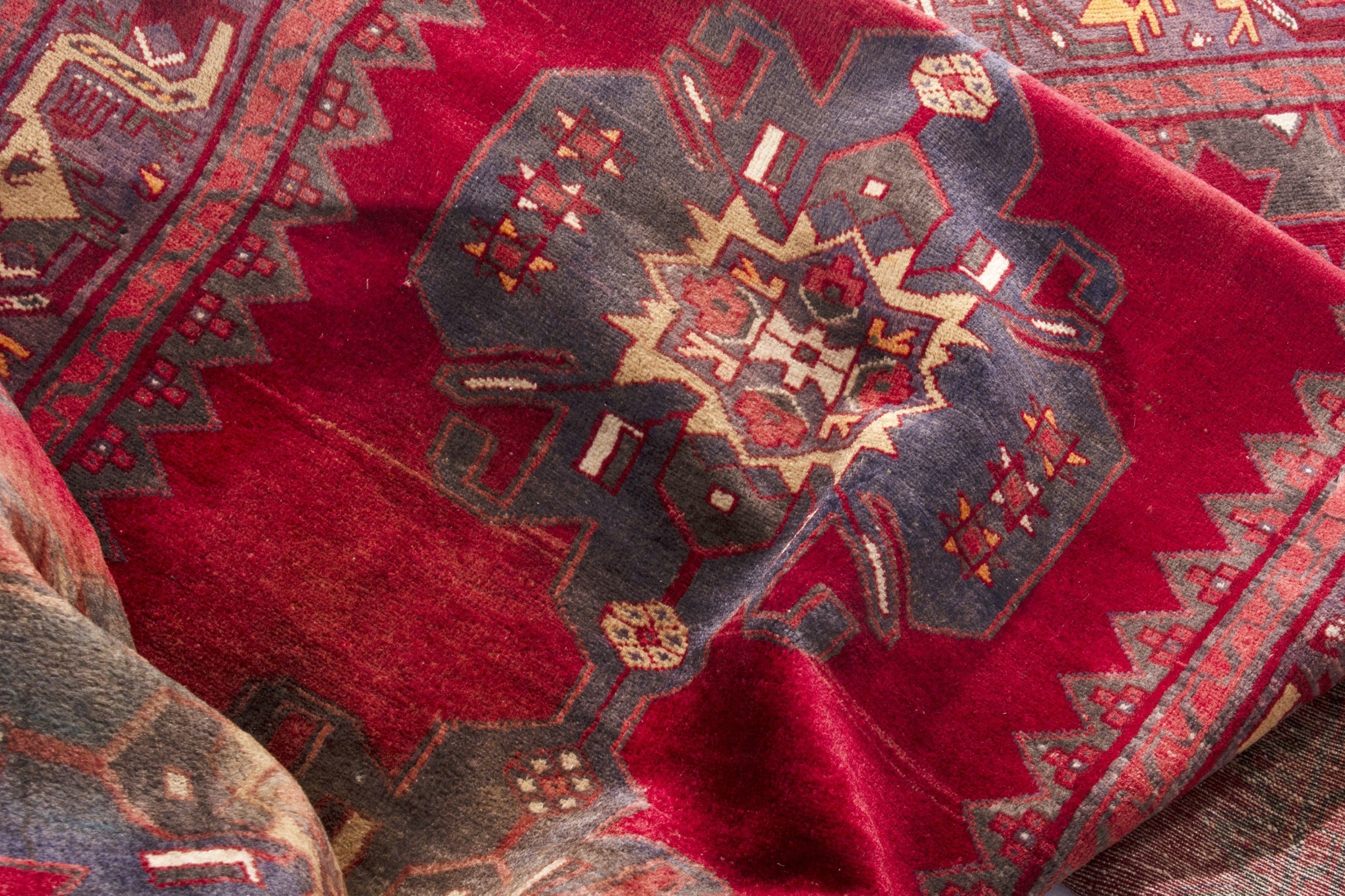 Persian Hamedan runner rug in deep red and burgundy, view 20 of 21