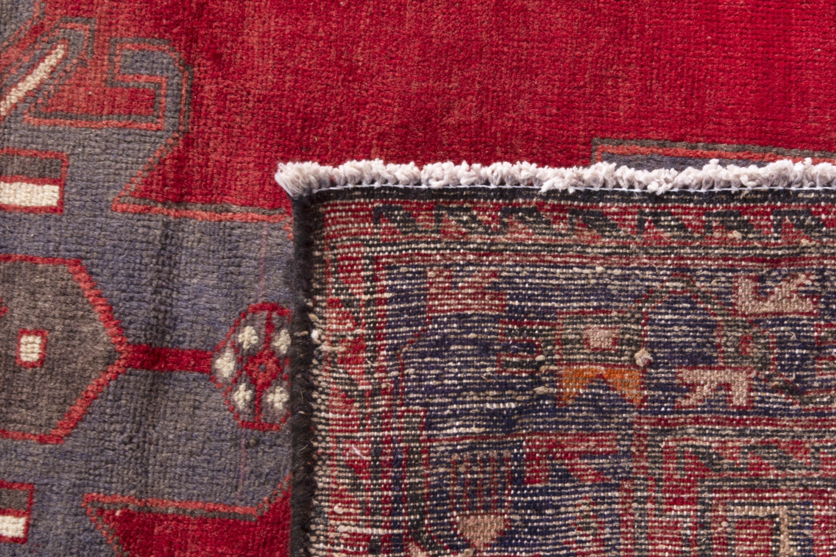 Persian Hamedan runner rug in deep red and burgundy, view 21 of 21