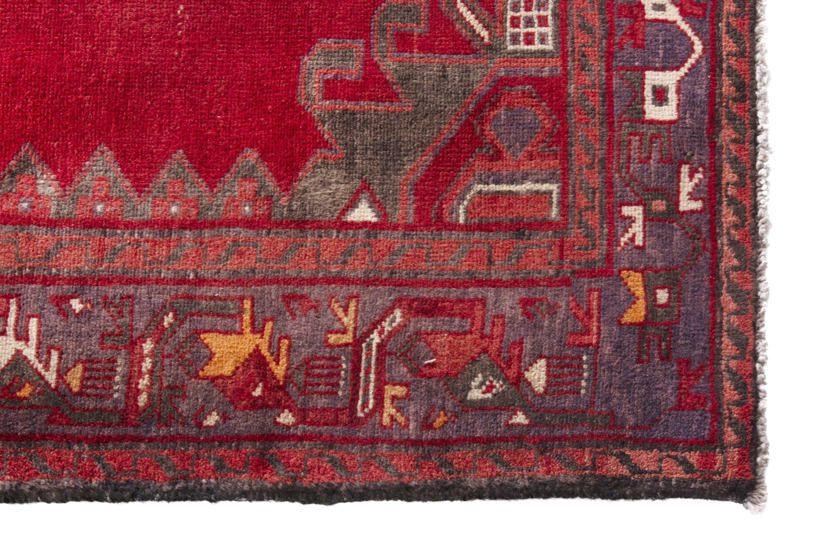 Persian Hamedan runner rug in deep red and burgundy, view 5 of 21
