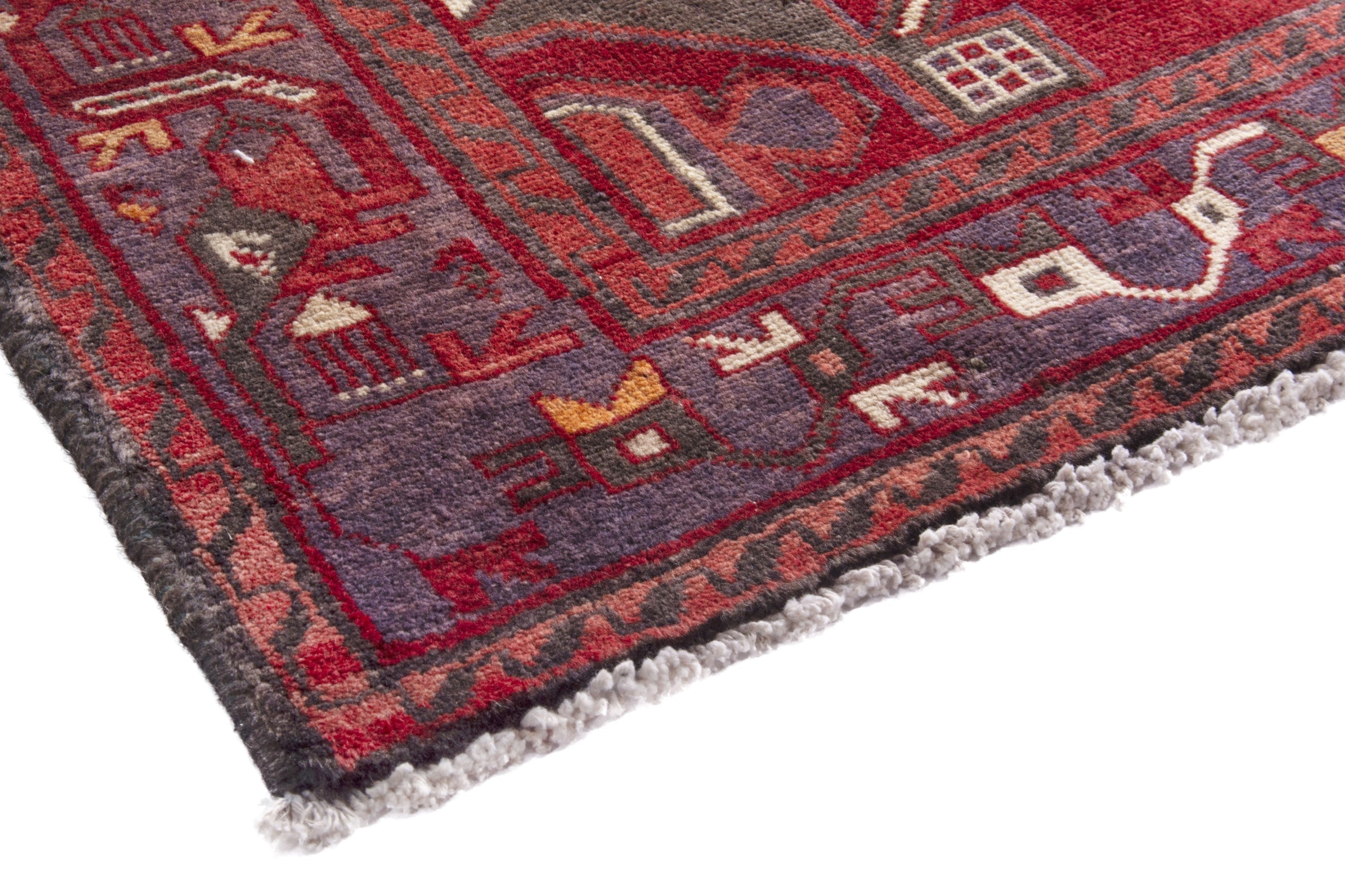 Persian Hamedan runner rug in deep red and burgundy, view 4 of 21
