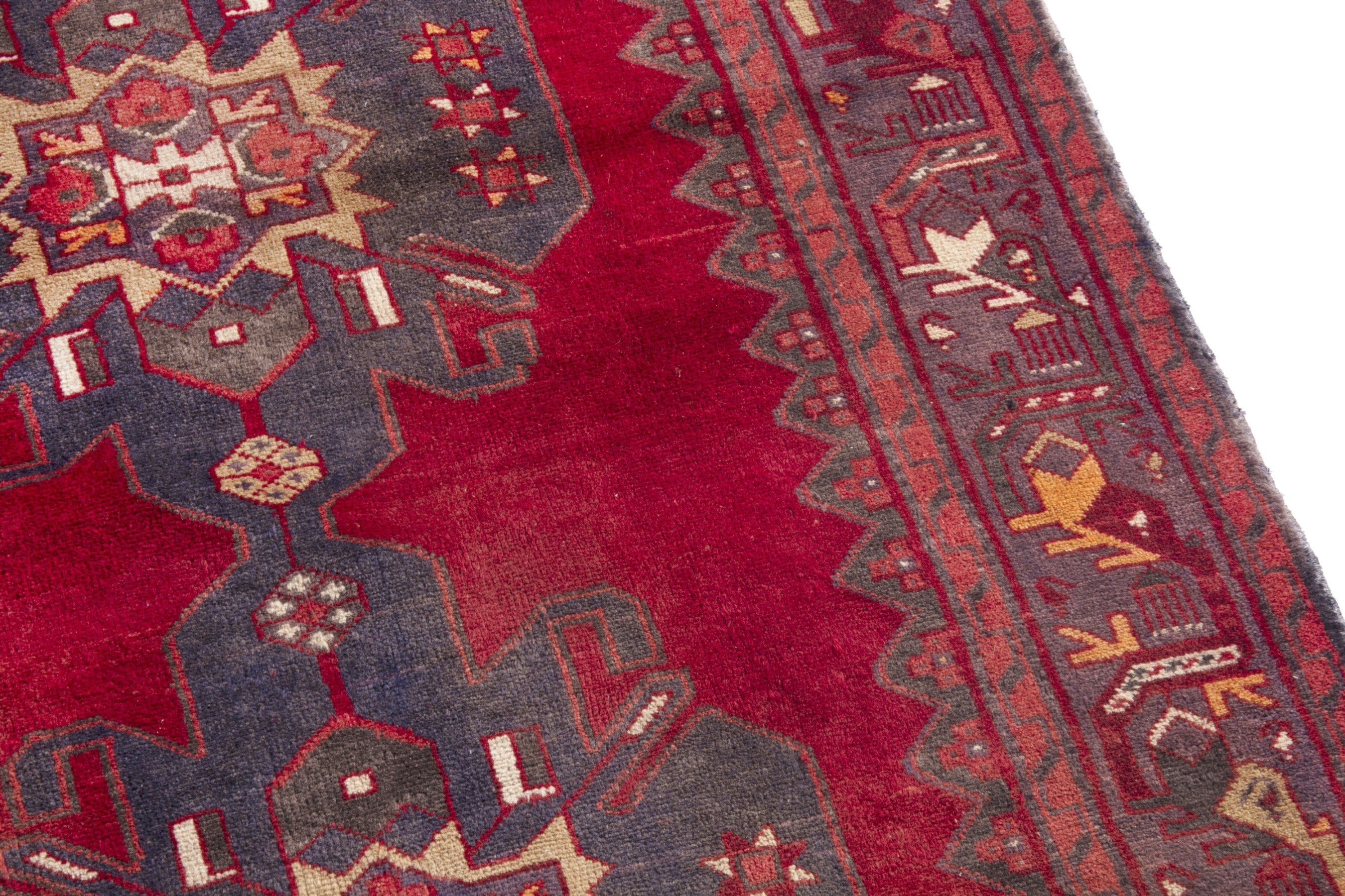 Persian Hamedan runner rug in deep red and burgundy, view 7 of 21