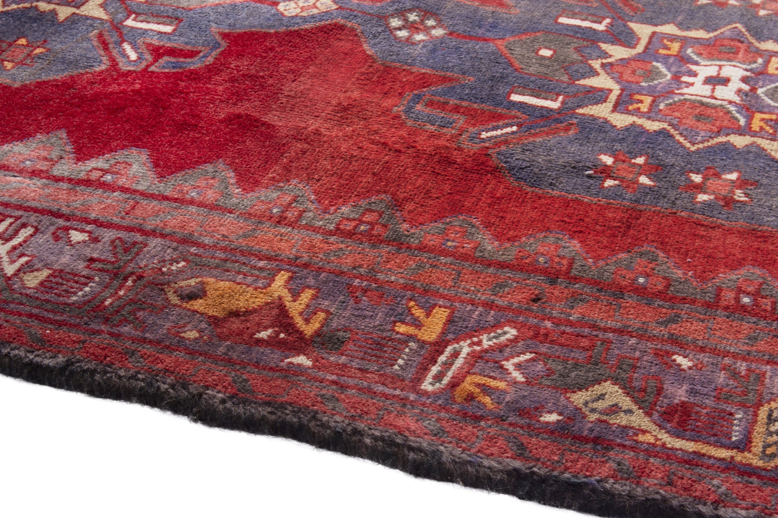 Persian Hamedan runner rug in deep red and burgundy, view 8 of 21