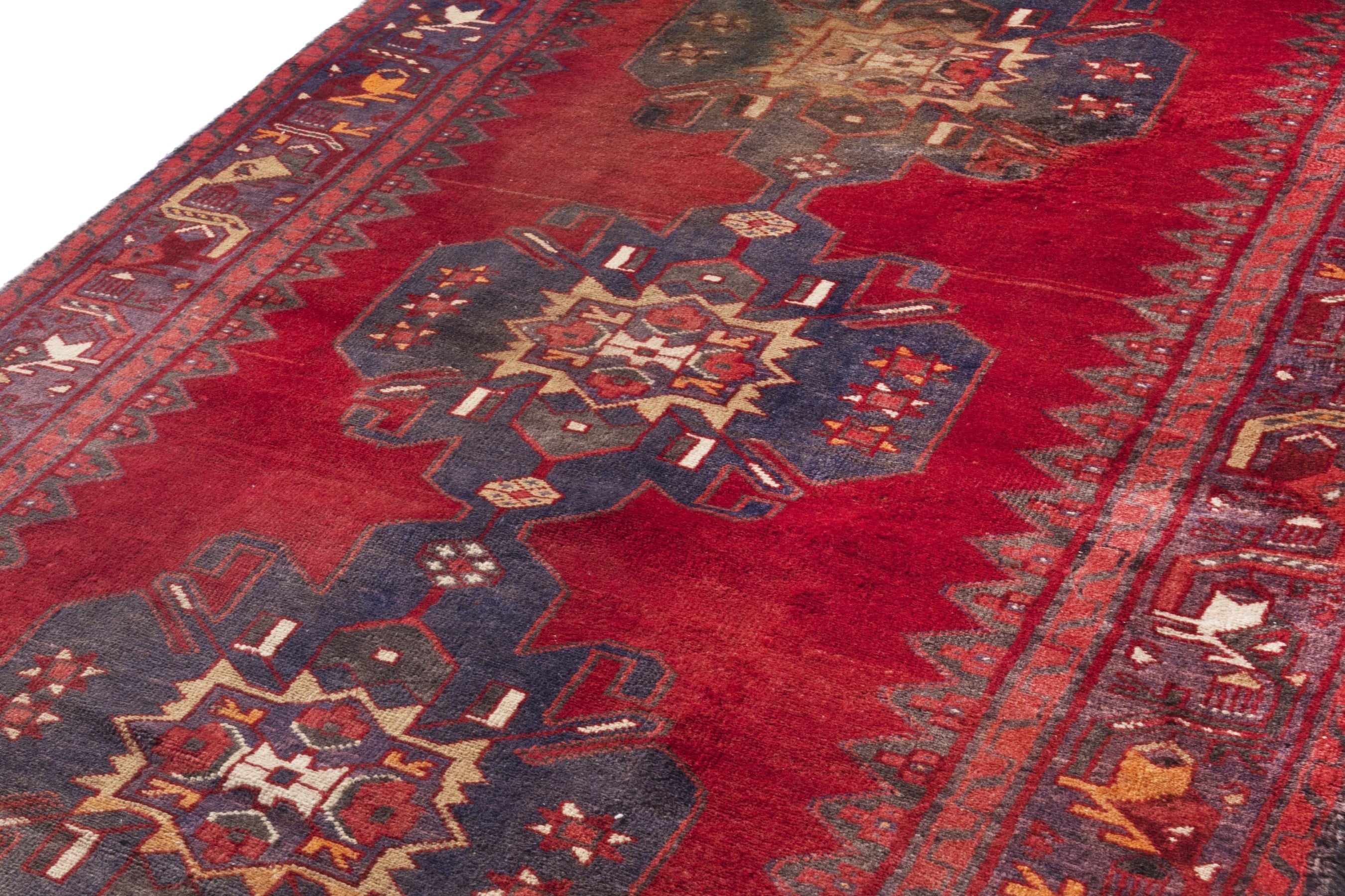 Persian Hamedan runner rug in deep red and burgundy, view 9 of 21