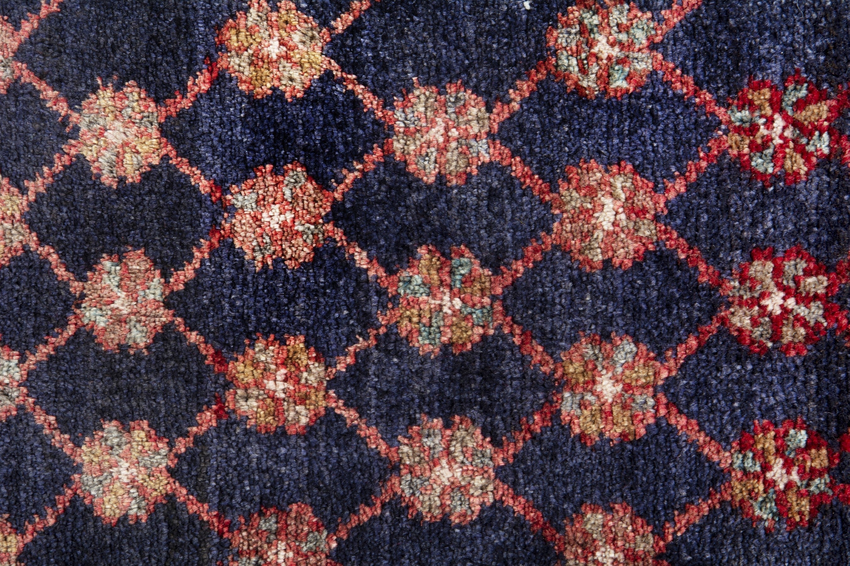 Persian Hamedan runner rug in deep red and navy, view 11 of 17