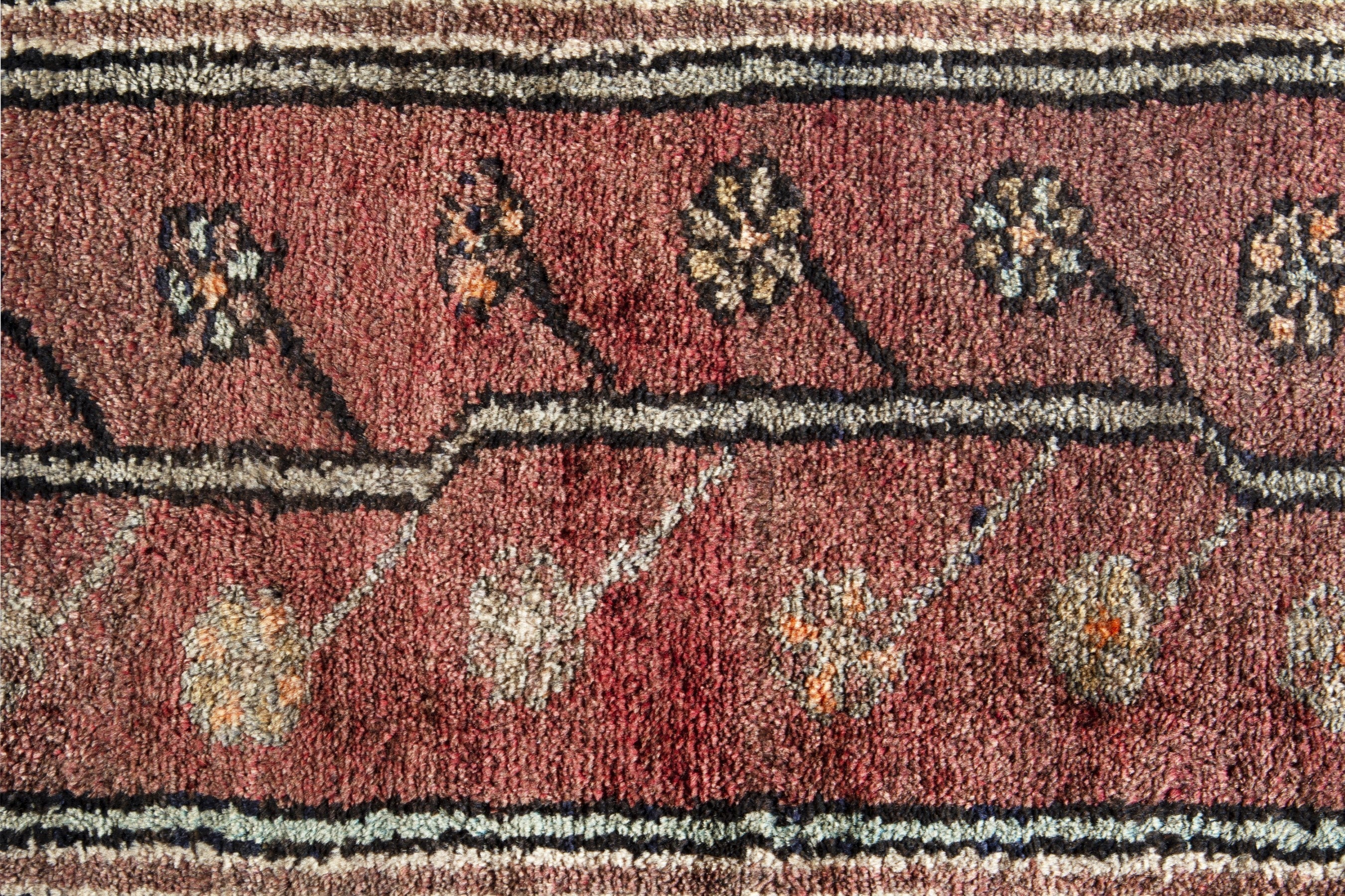Persian Hamedan runner rug in deep red and navy, view 13 of 17