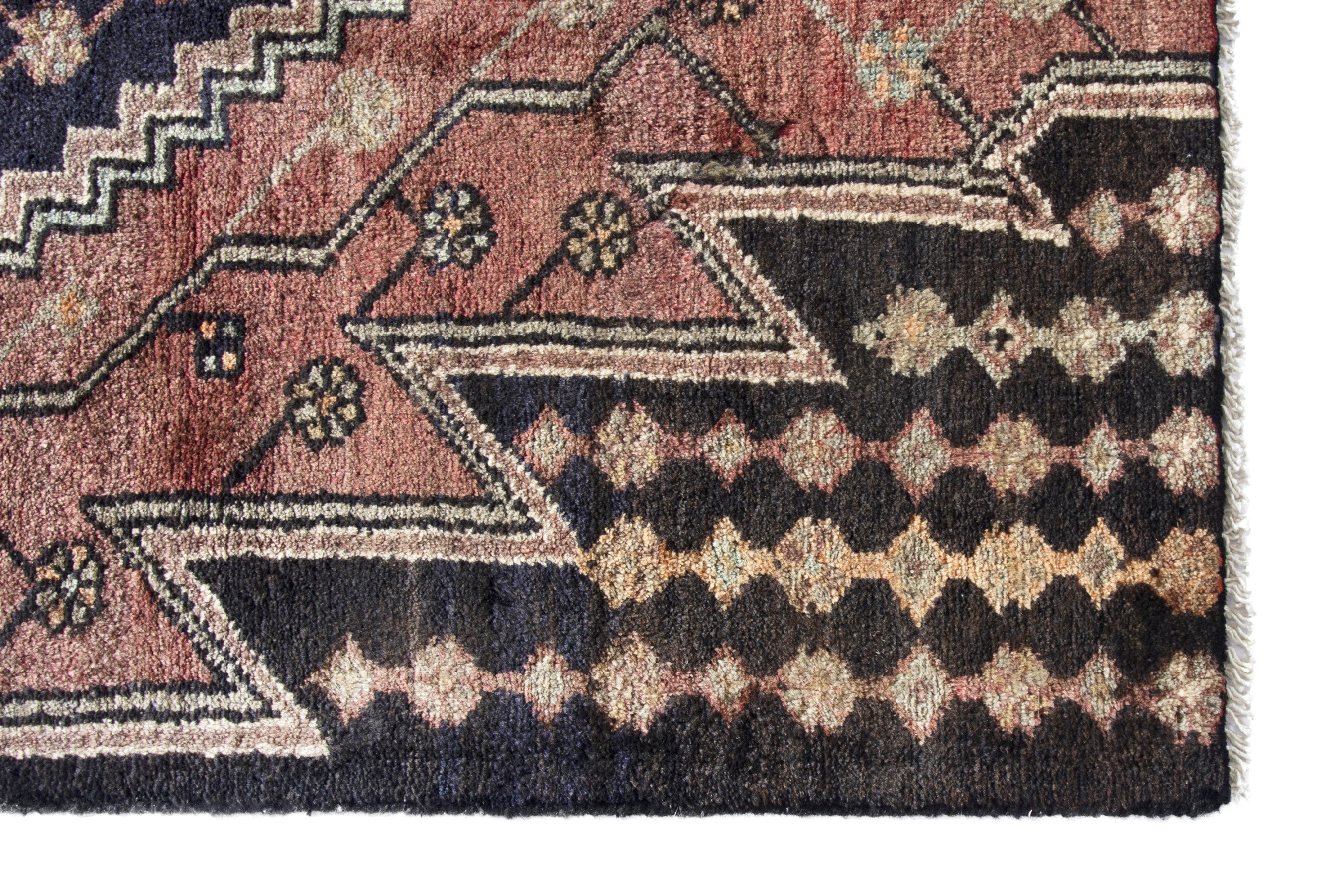 Persian Hamedan runner rug in deep red and navy, view 5 of 17