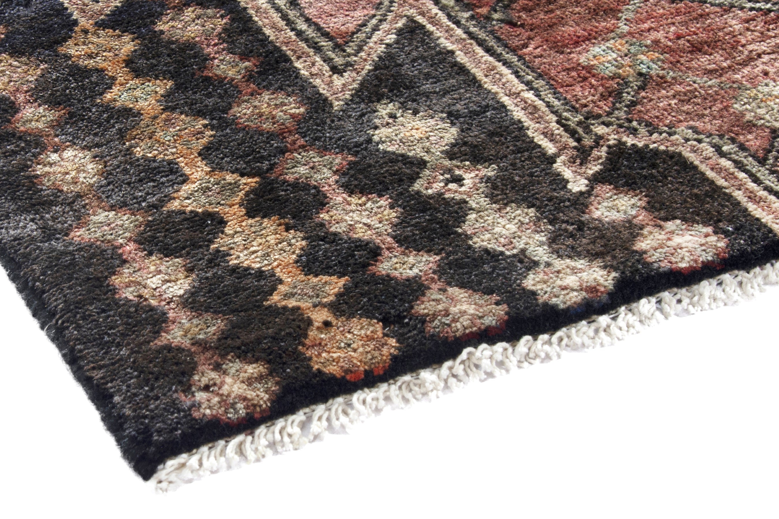 Persian Hamedan runner rug in deep red and navy, view 4 of 17