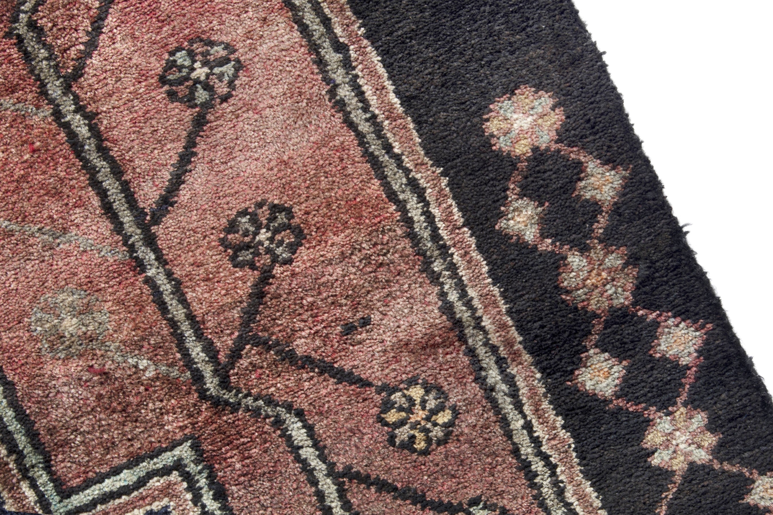 Persian Hamedan runner rug in deep red and navy, view 7 of 17